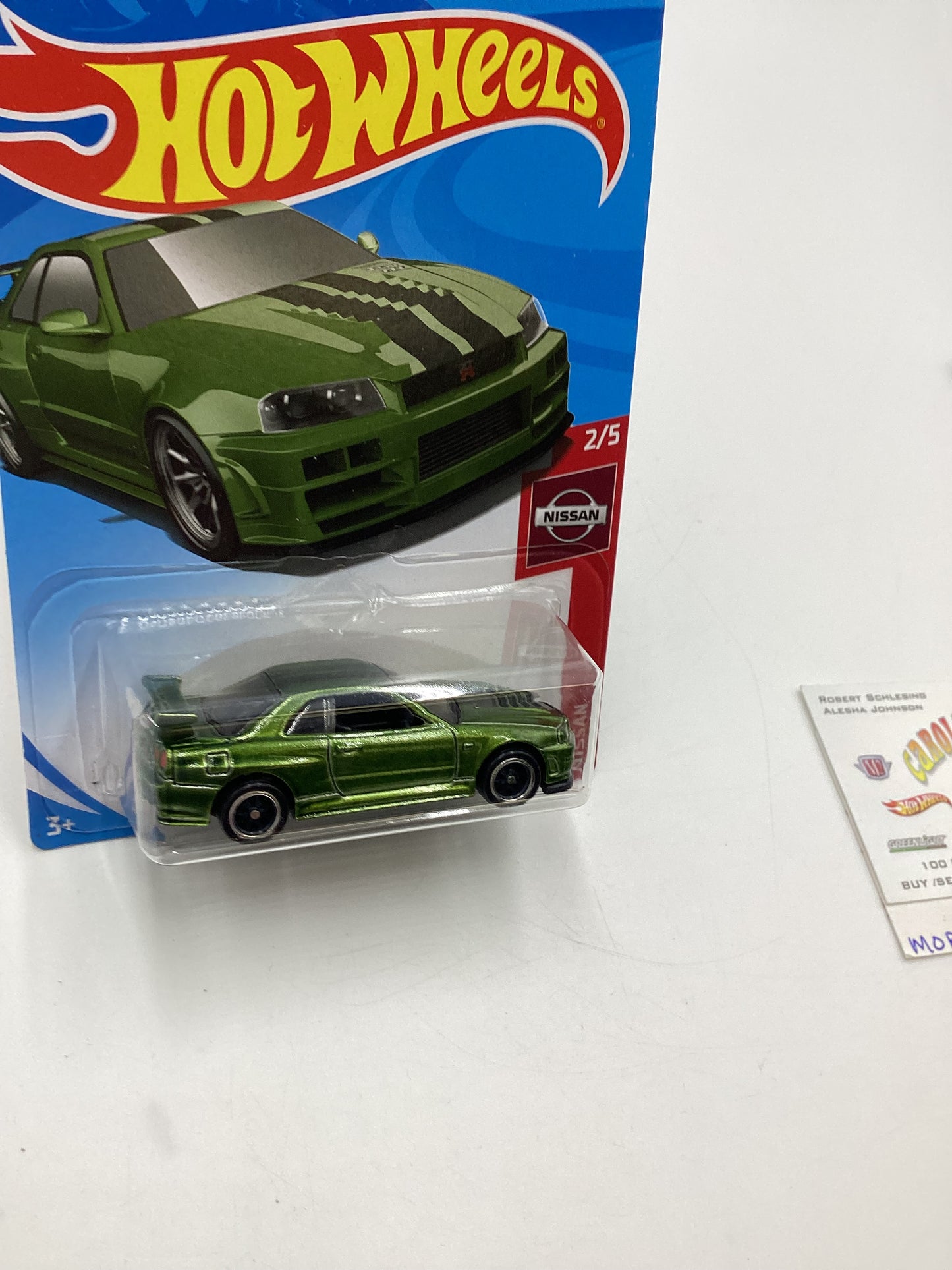 2019 Hot Wheels #045 Super Treasure Hunt Nissan Skyline GT-R BNR34 Green W/Protector