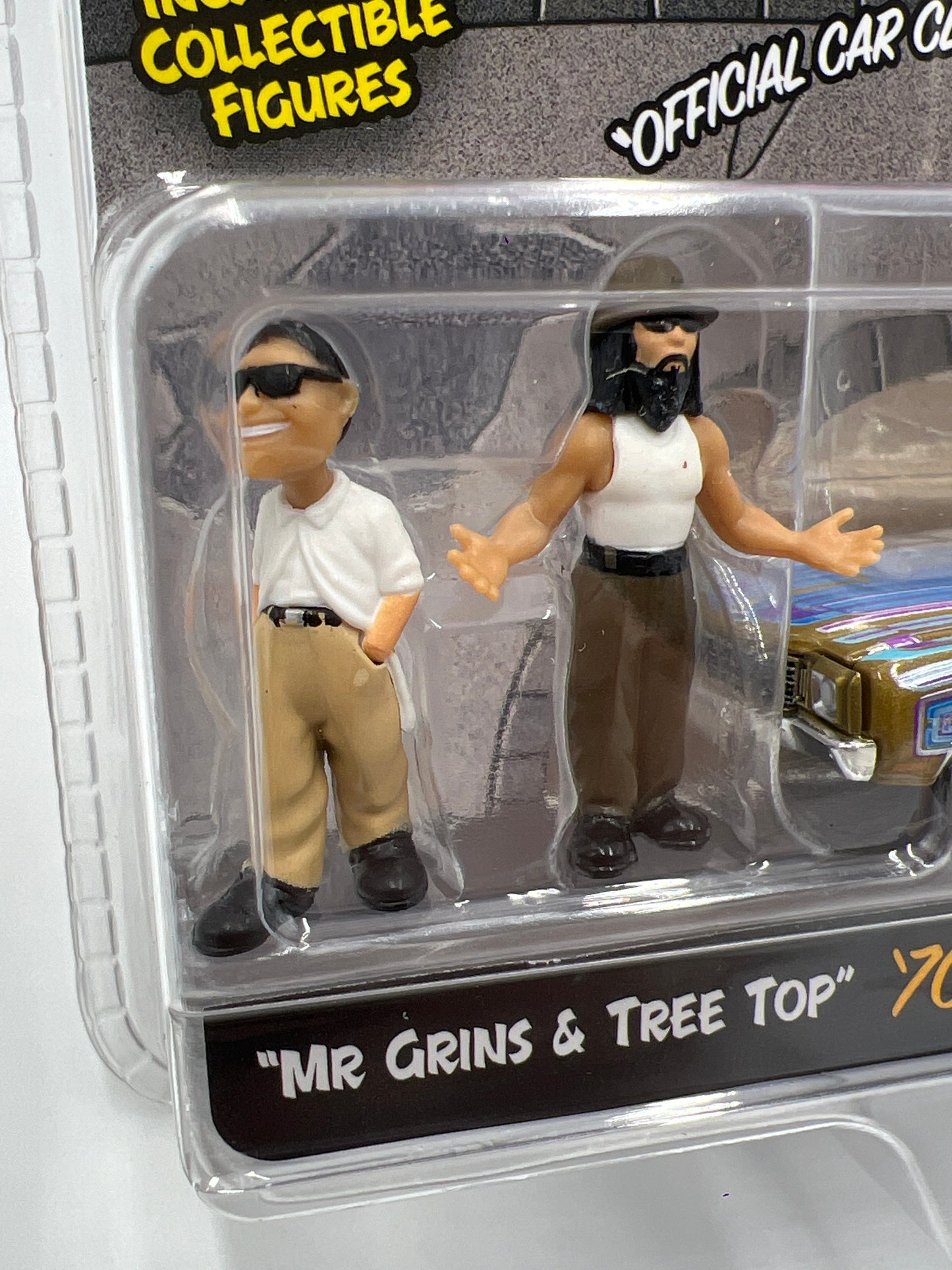 Greenlight x DGA Homie Rollerz CHASE 70 Chevy Monte Carlo Blue/Gold & Mr Grins/Tree Top