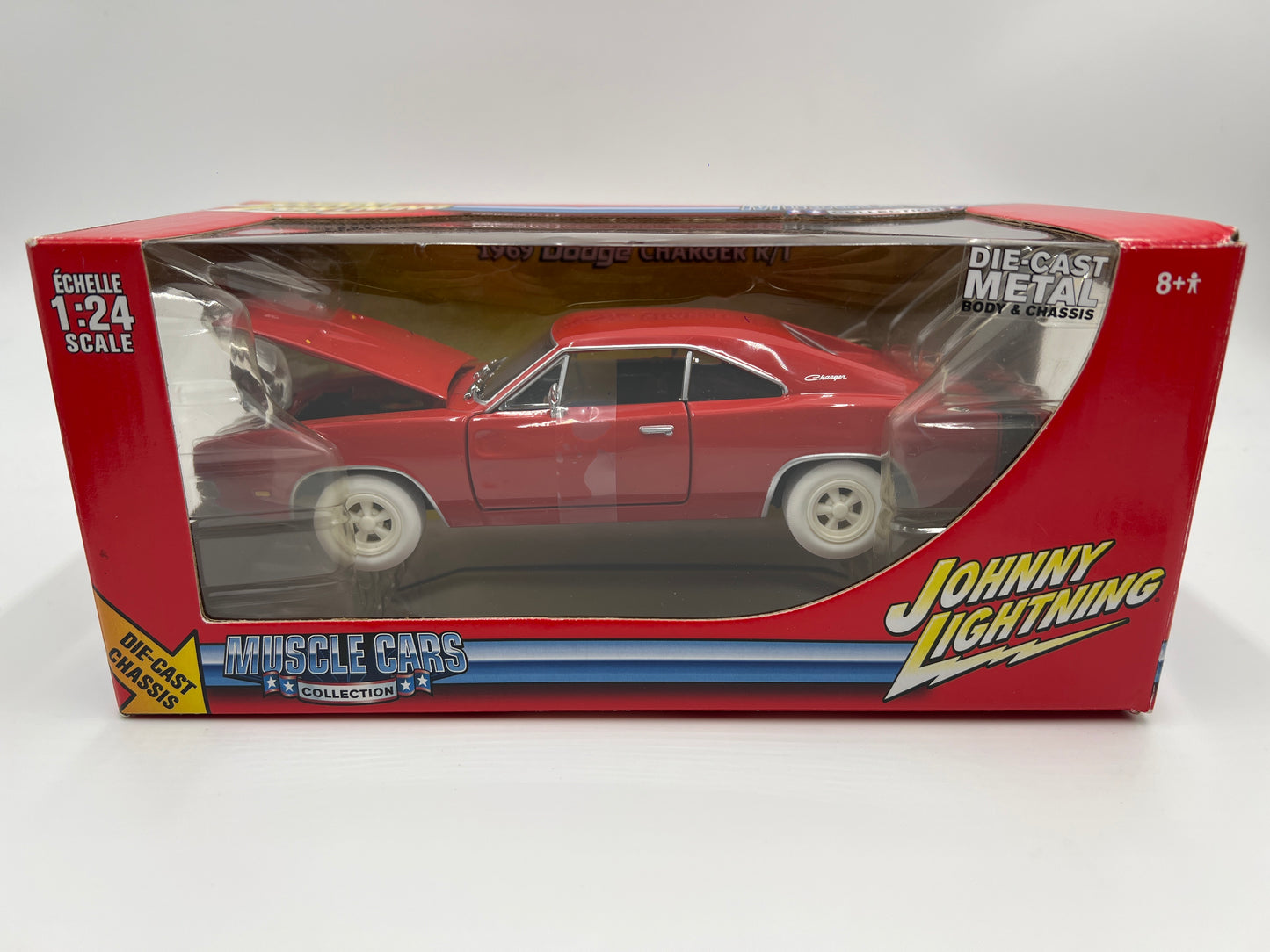 Johnny Lightning 1:24 Scale White Lightning Chase Muscle Cars 1969 Dodge Charger R/T Red VHTF