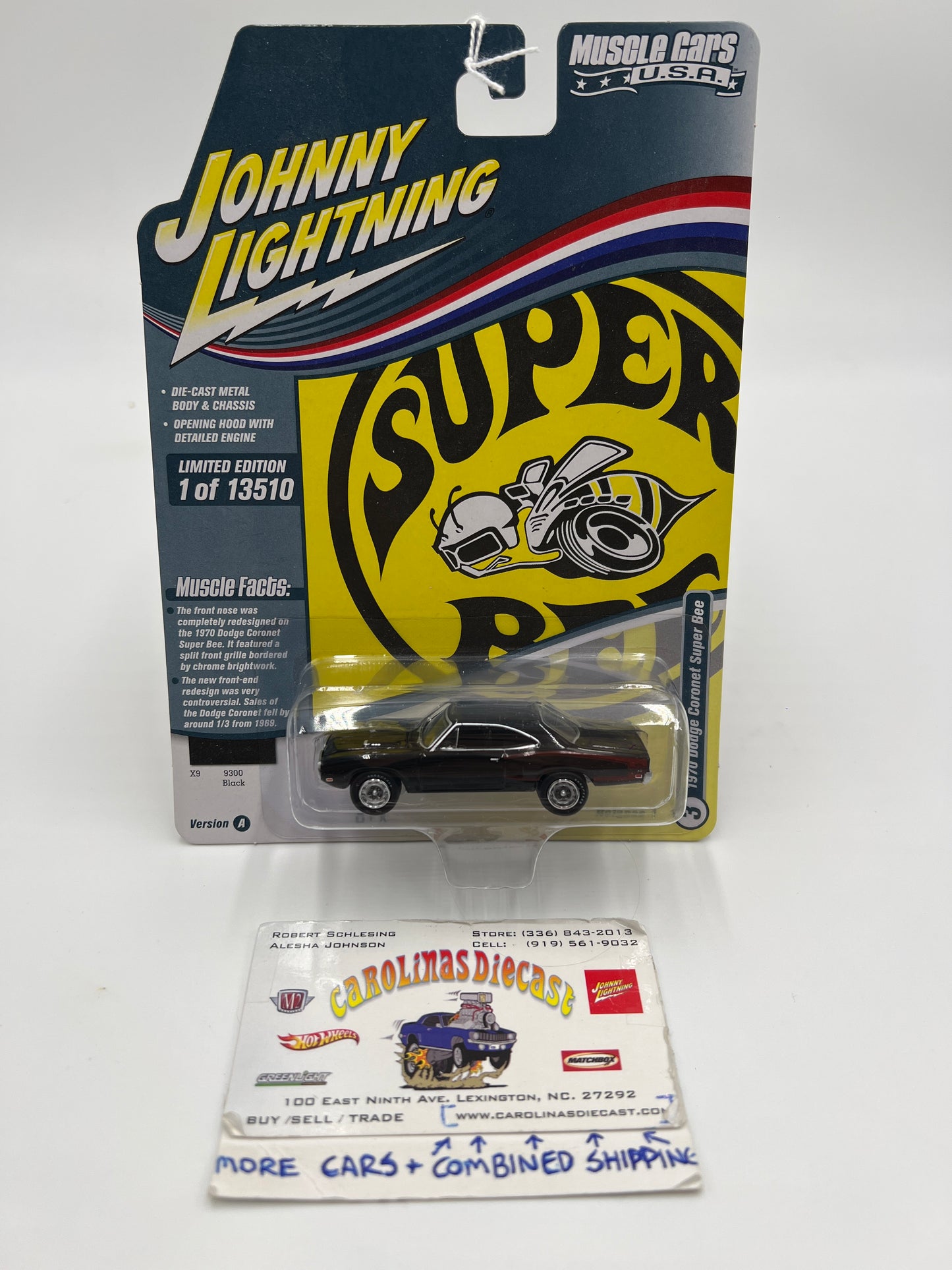 Johnny Lightning Muscle Cars U.S.A Release 1 Version A 1970 Dodge Coronet Super Bee Black 229F