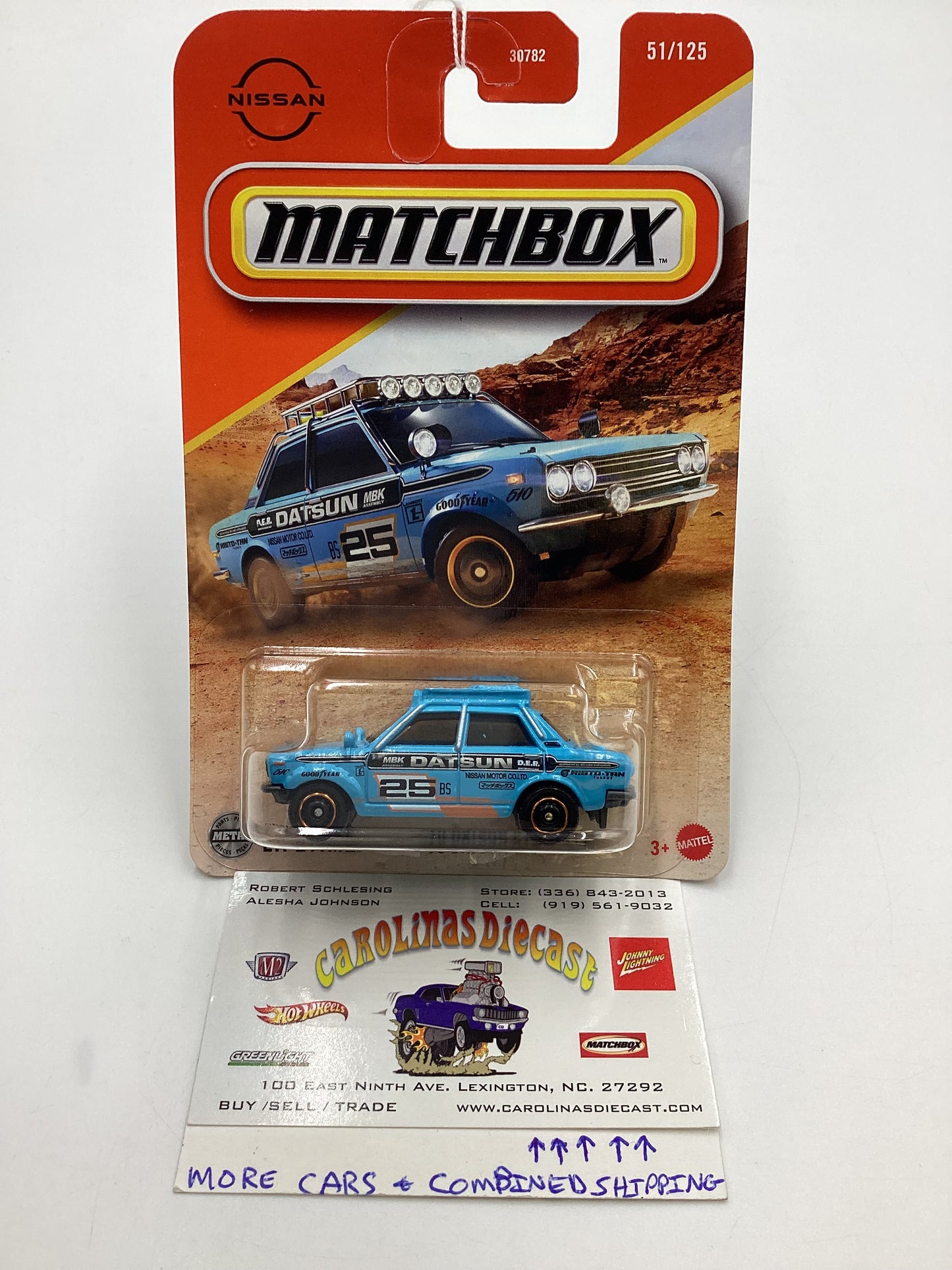 2025 Matchbox #51 70 Datsun 510 Rally Light Blue 213E
