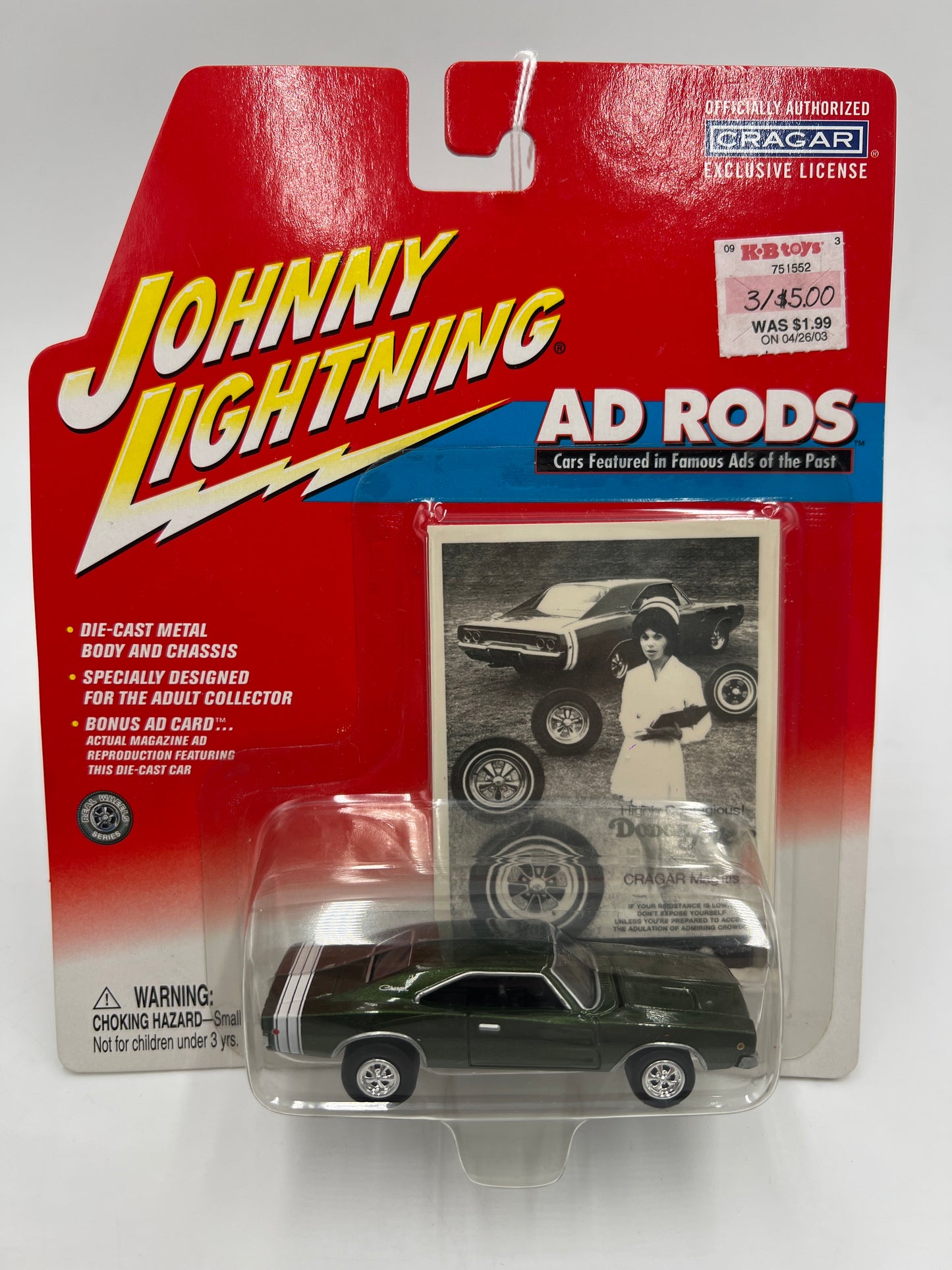Johnny Lightning Ad Rods 1968 Dodge Charger Green 227B