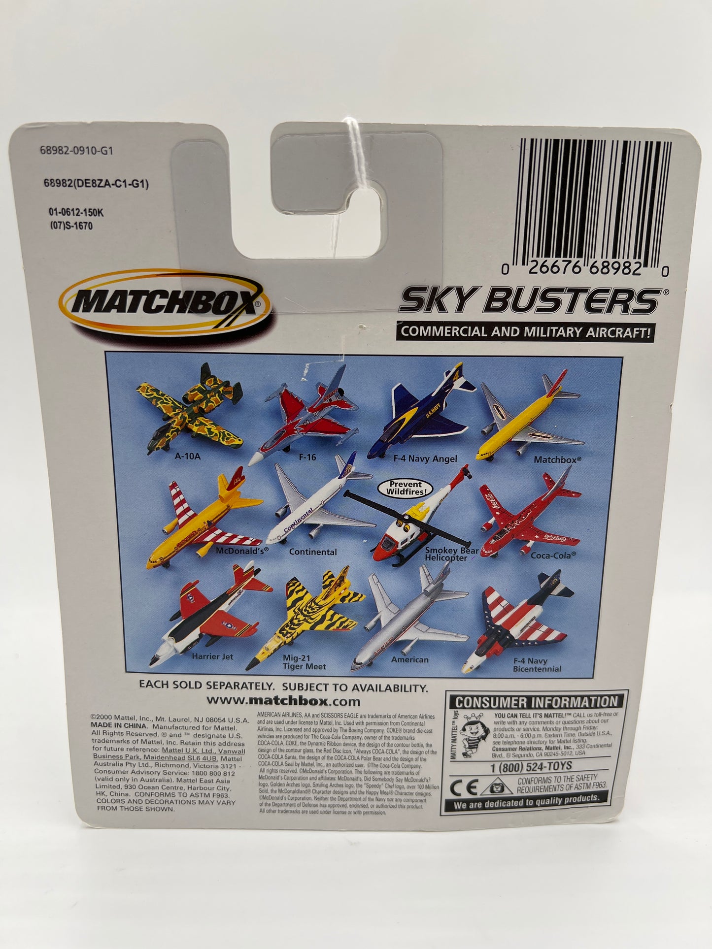 Matchbox Sky Busters Warthog A-10A Military Plane Camo