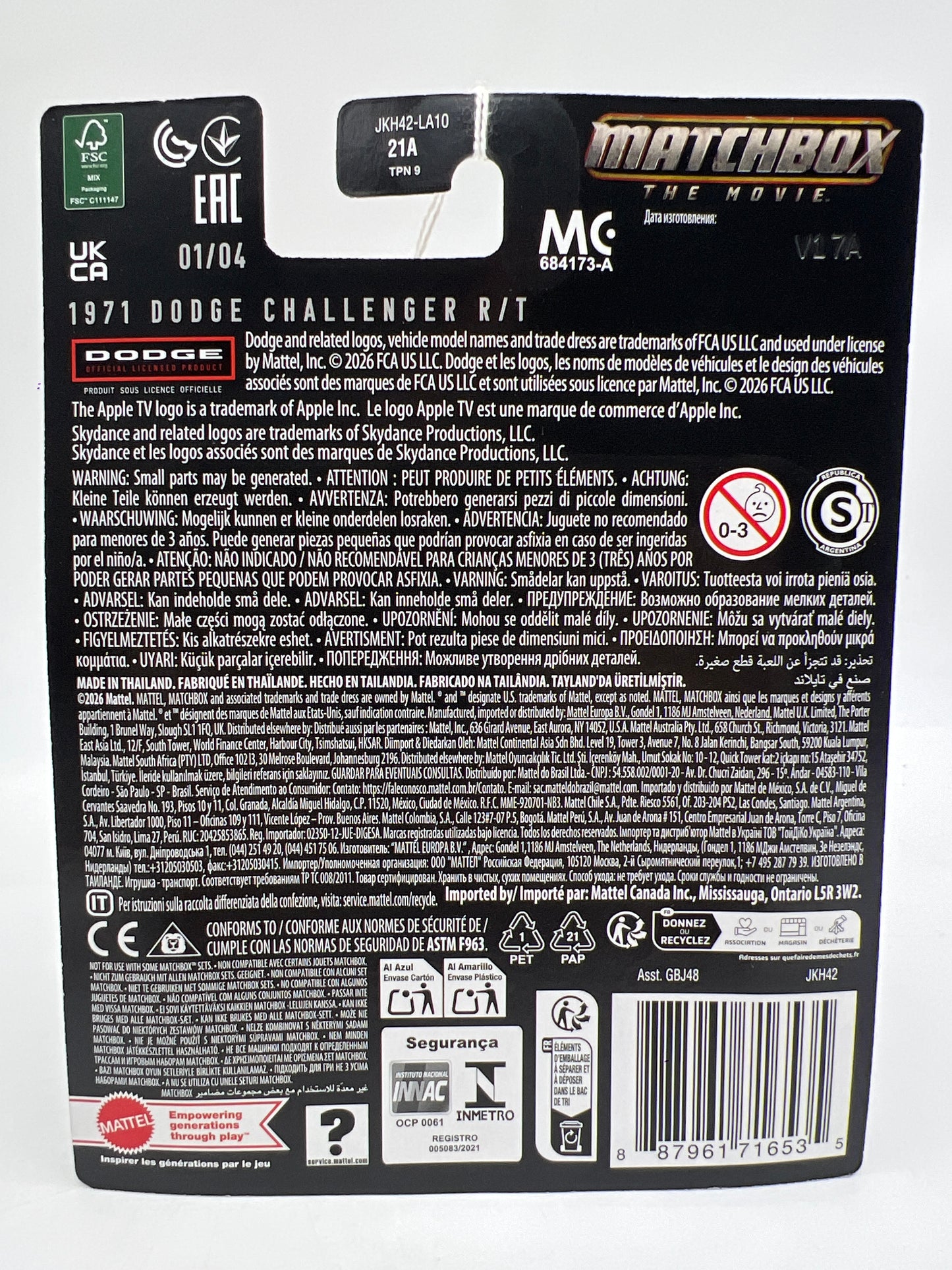 2026 Matchbox The Movie #1 1971 Dodge Challenger R/T Silver