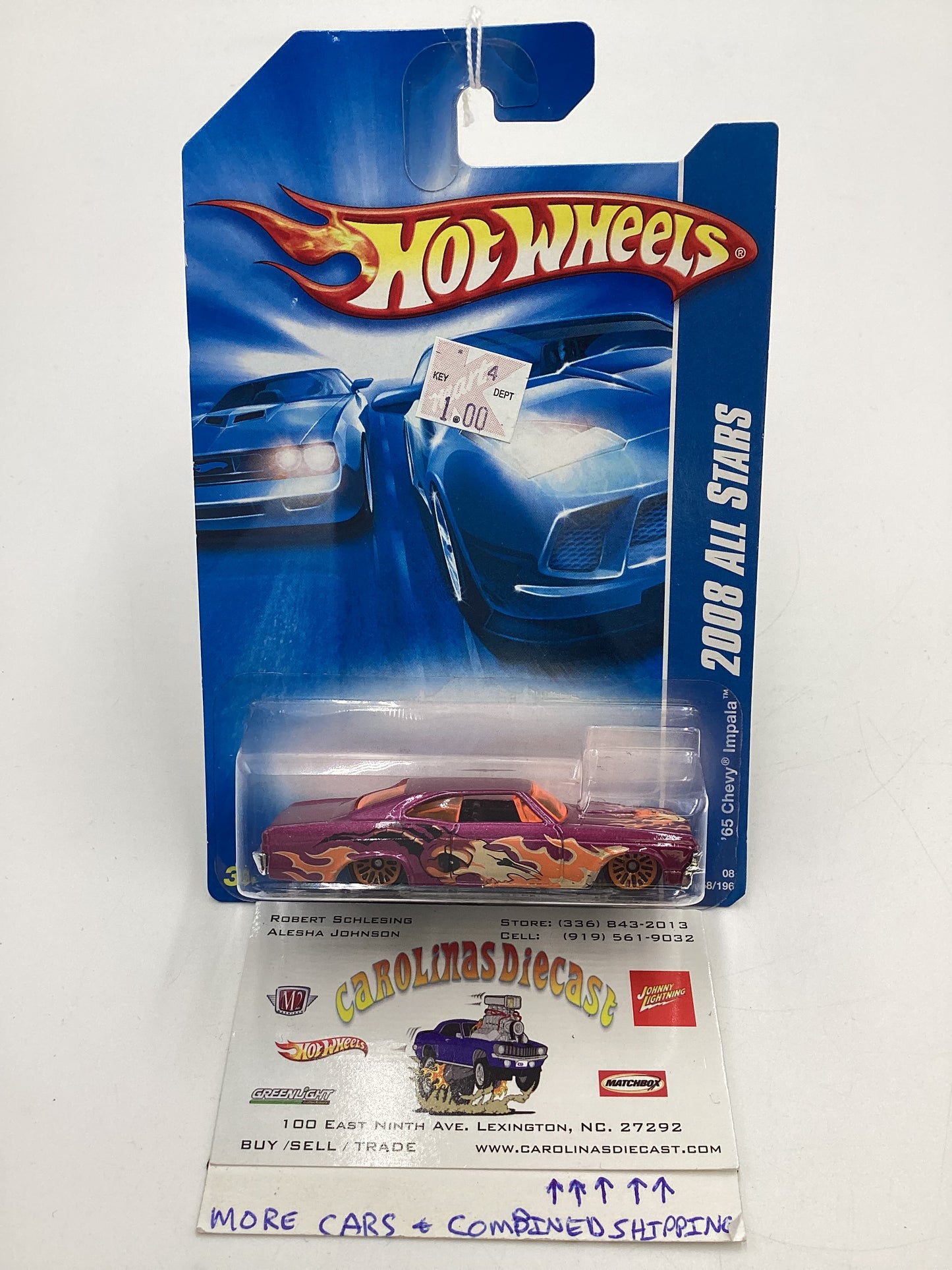 2008 Hot Wheels All Stars #58 65 Chevy Impala Purple Bad J Hook