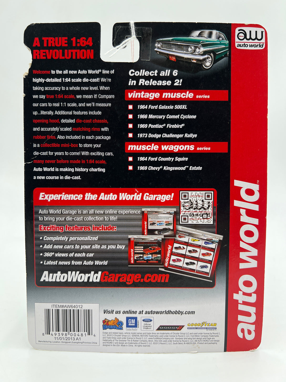 Auto World Vintage Muscle #3 1969 Pontiac Firebird Dark Red (Bad Card) 183C