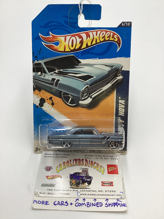 2012 Hot Wheels #106 66 Chevy Nova Light Blue