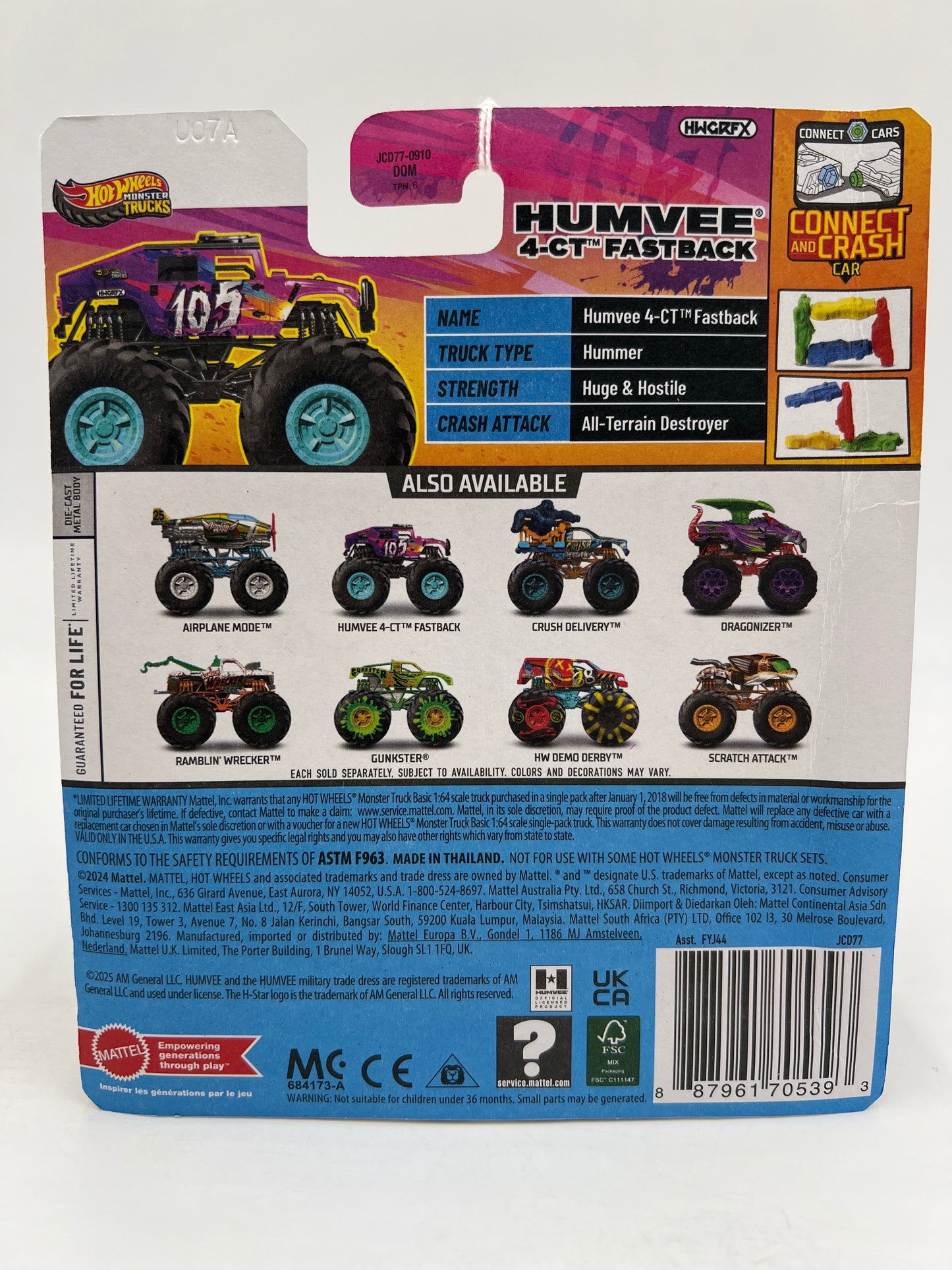 2025 Hot Wheels Monster Trucks Crash Legends #4 Humvee 4-CT Fastback 134C
