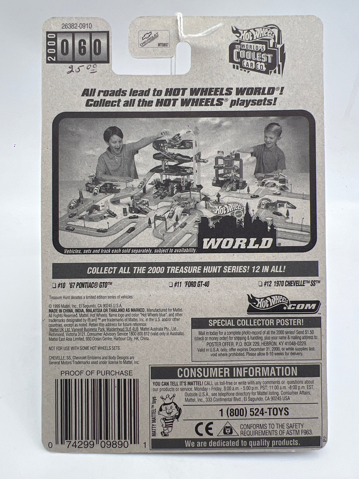 2000 Hot Wheels Treasure Hunt Real Riders #60 1970 Chevelle SS Black/Red