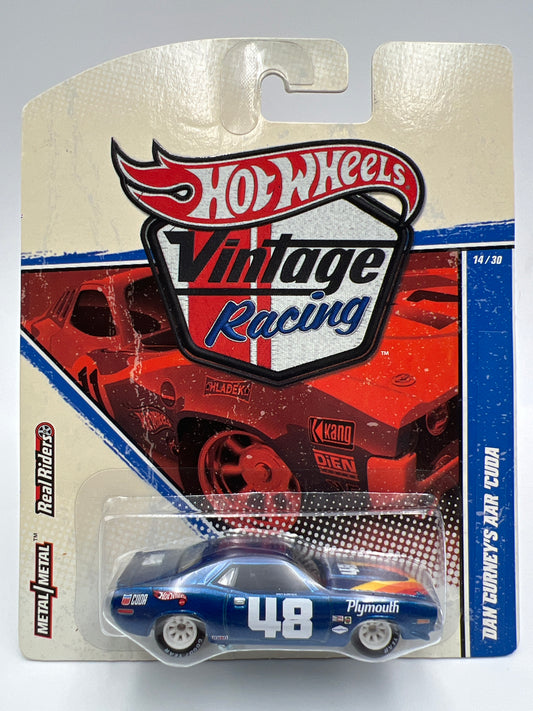 Hot Wheels Premium Vintage Racing #14 Dan Gurneys AAR Cuda Blue W/Protector