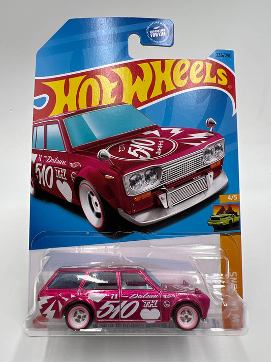 2023 Hot Wheels Super Treasure Hunt #235 Datsun Bluebird Wagon 510 Pink W/Protector