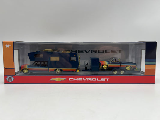 M2 Machines Haulers R100 CHASE 1975 Cheyenne Super 30 Camper & 1978 C10 Silverado