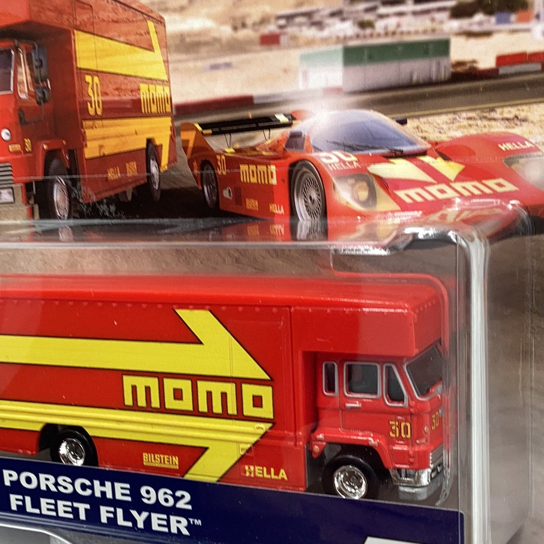 Hot wheels car culture team transport #6 Porsche 962 fleet flyer Momo