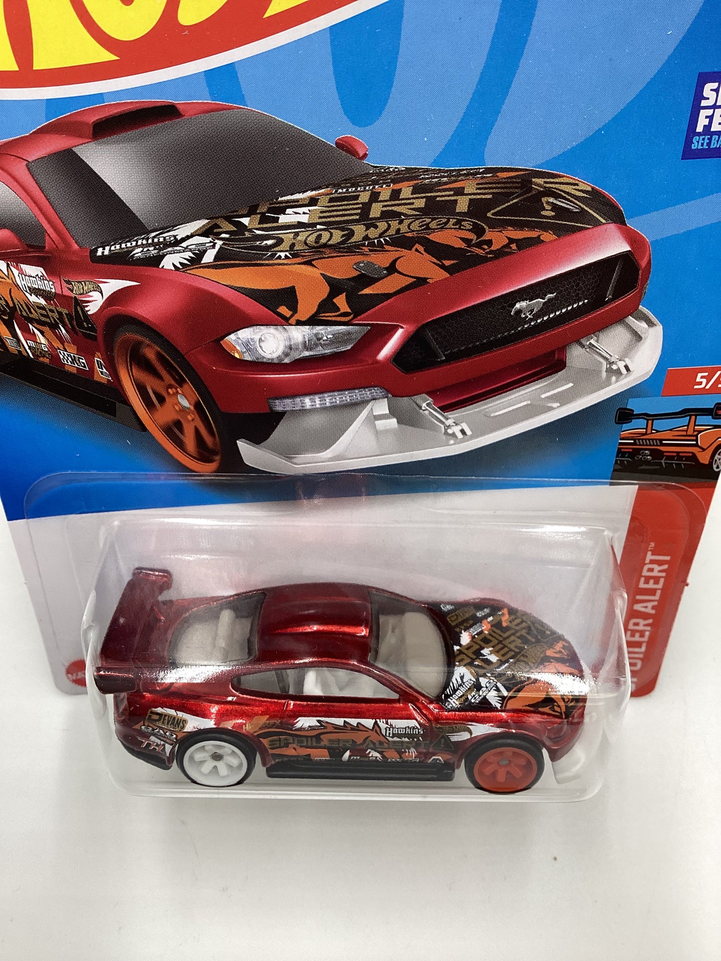 2022 Hot wheels Super Treasure Hunt Custom #175 18 Ford Mustang GT Red W/ Protector