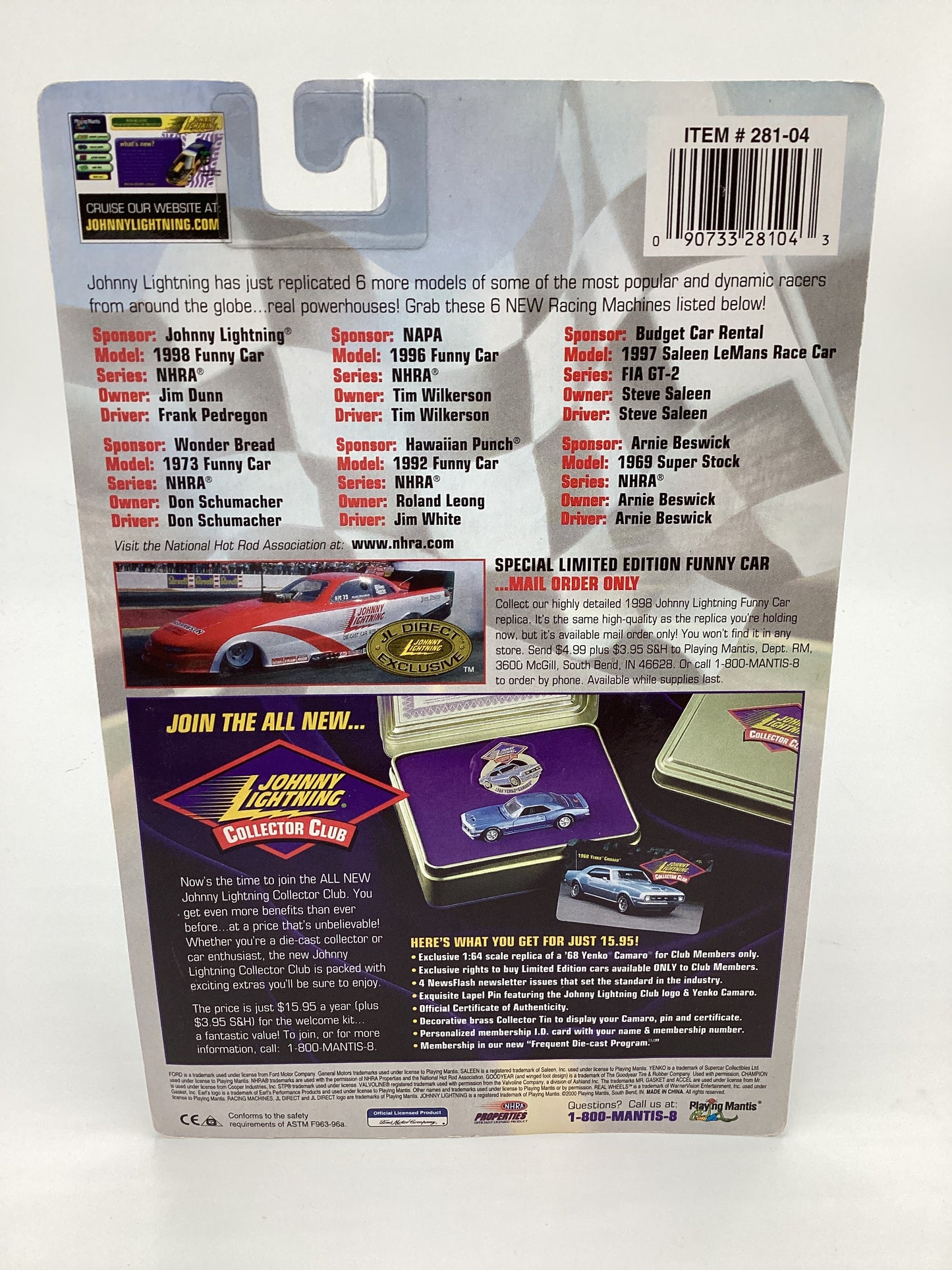 Johnny Lightning Racing Machines Arnie Beswick 1969 Super Stock Orange 222H