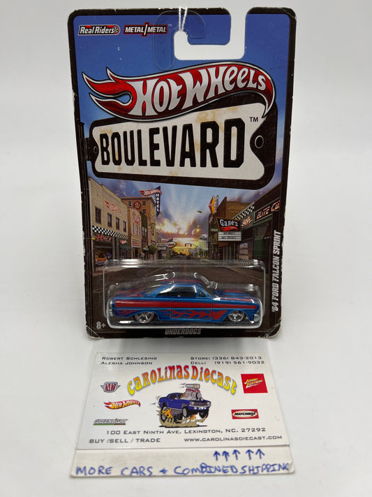 Hot Wheels Boulevard Underdogs 64 Ford Falcon Sprint Blue #3 Card Not Perfect 245F