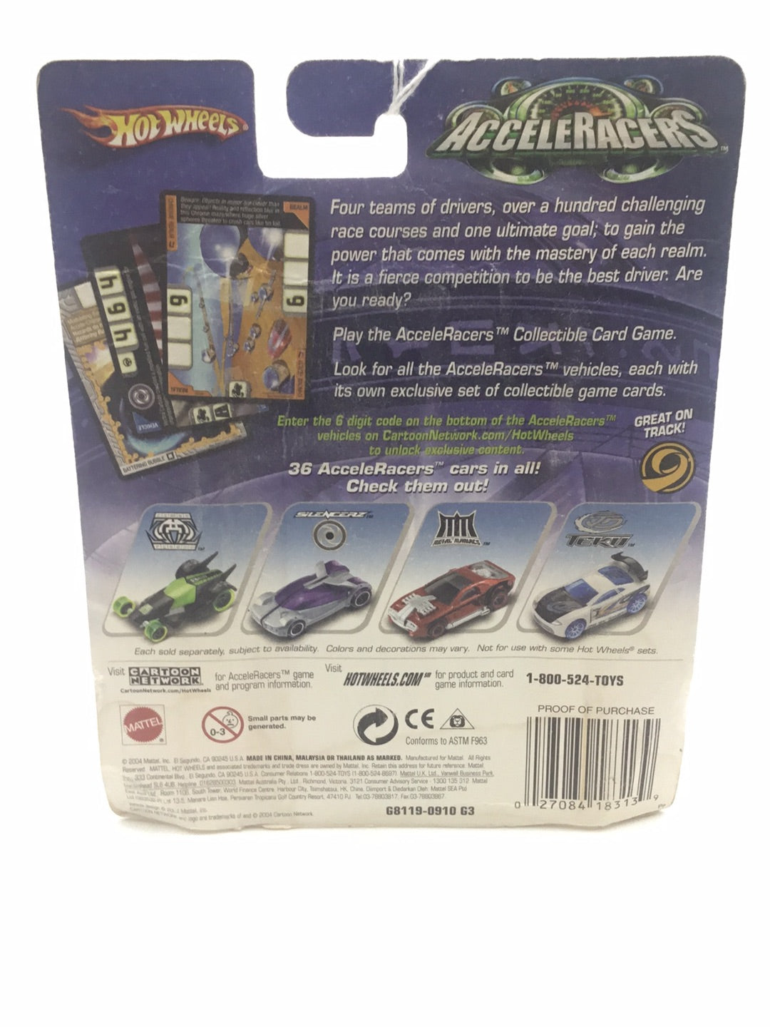 Hot wheels Acceleracers Silencerz Iridium 4 of 9 US card CM 6 Wheels (Bad Card) #1