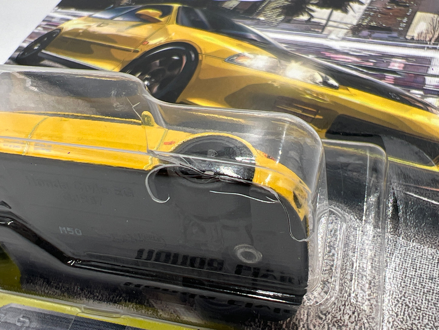 Hot Wheels Premium Fast & Furious Fast Tuners #4 Honda Civic EG Yellow W/Protector Cracked Blister