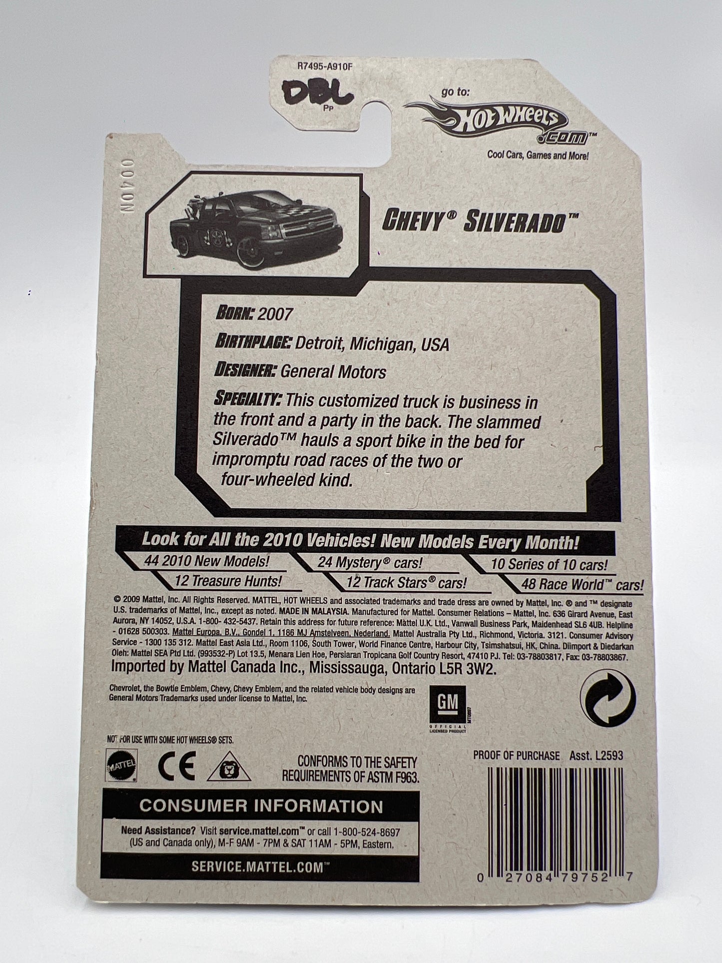 2010 Hot Wheels Garage #70 Chevy Silverado Purple W/Protector