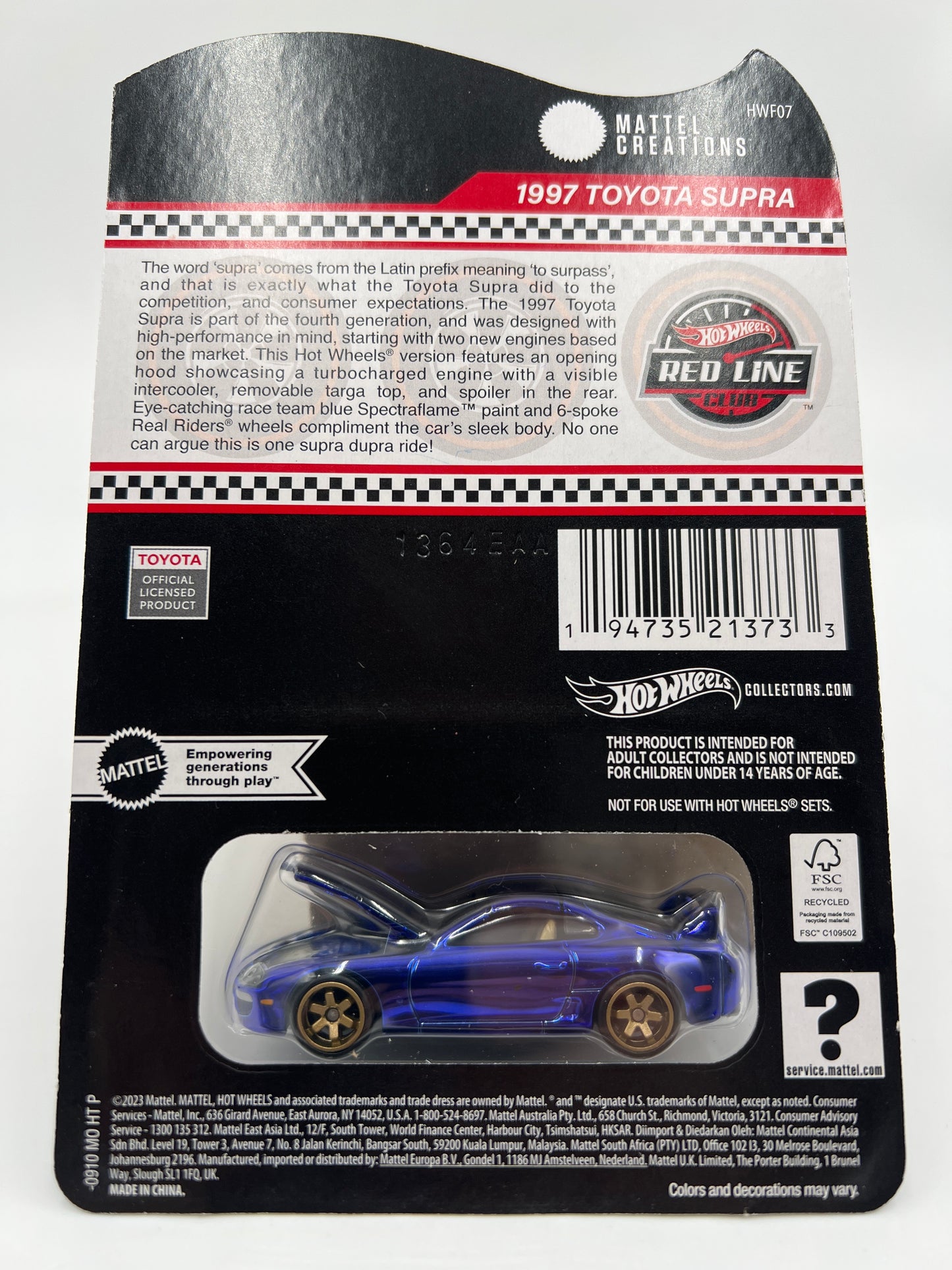 2024 Hot Wheels RLC 1997 Toyota Supra Blue W/Protector Loose Blister