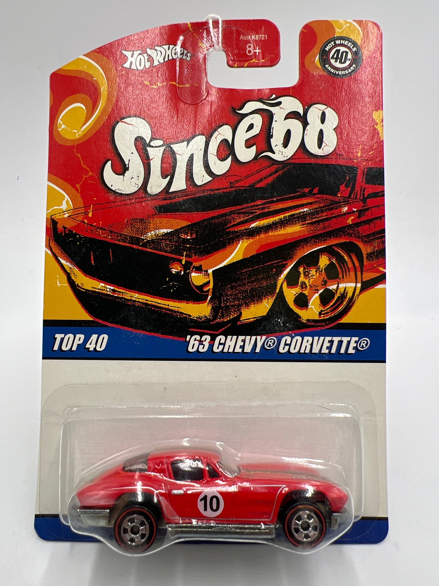 Hot Wheels Since 68 Top 40 #10 63 Chevy Corvette Red