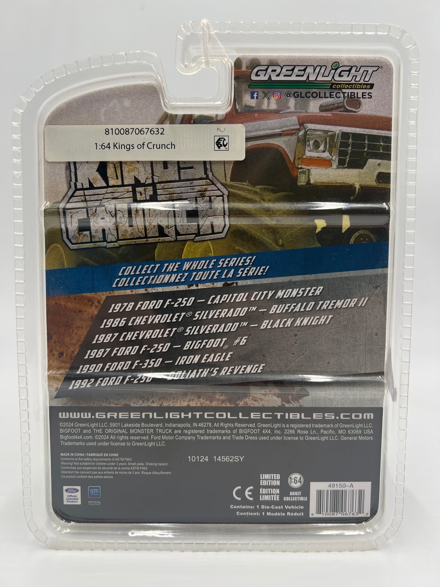 Greenlight Kings of Crunch Series 15 Walmart CHASE 1978 Ford F-250 Capitol City Monster White