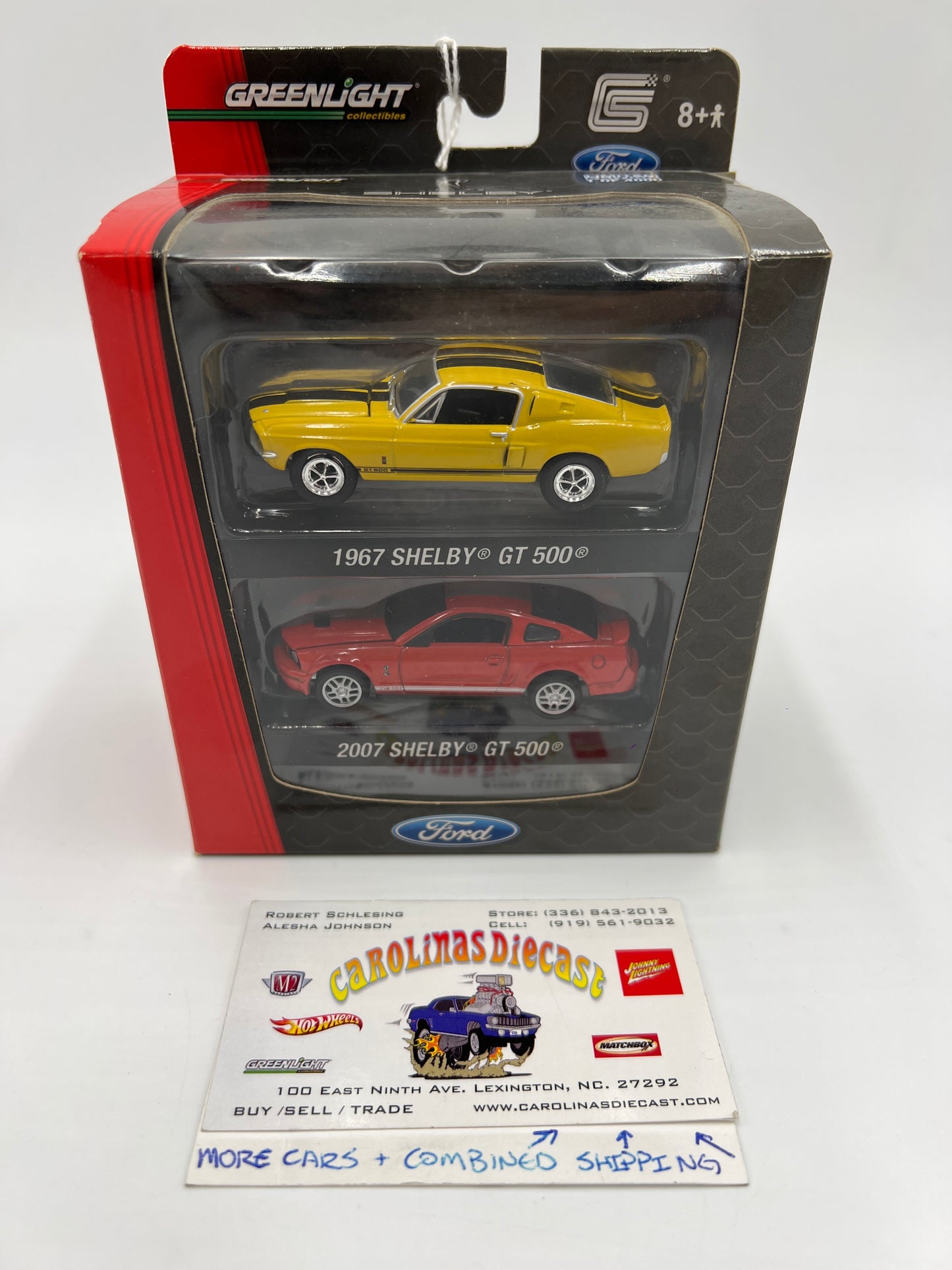 Greenlight Shelby 2 Pack 1/4000 1967 Shelby GT 500 Yellow & 2007 Shelby GT 500 Red SR