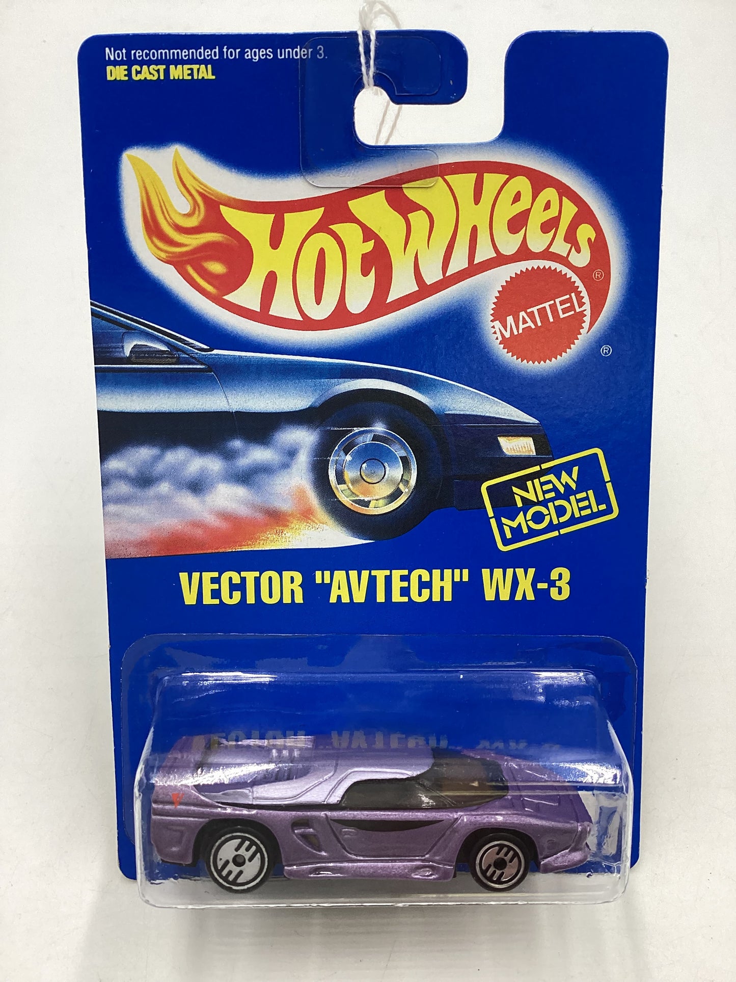 Hot Wheels Blue Card Collector No. 207 Vector Avtech WX-3 Purple UH Chrome Wheels