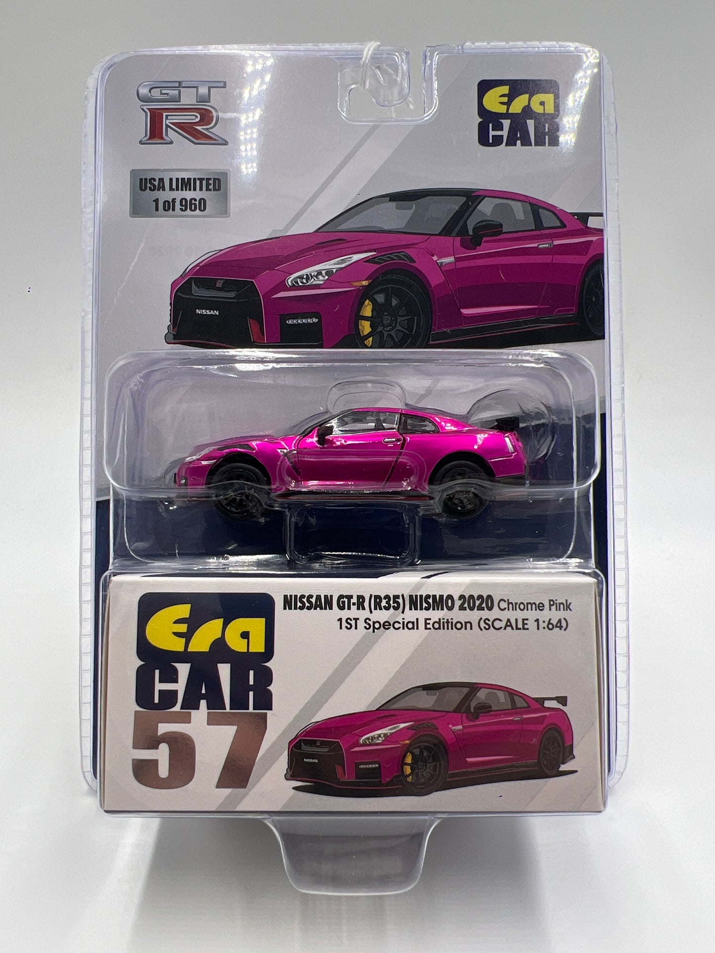 Era Car USA Exclusive 1/960 Nissan GT-R Nismo 2020 Chrome Pink 1st Special Edition W/Opening Doors & Hood