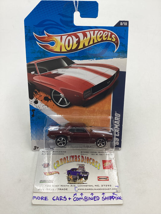 2011 Hot wheels #88 69 Camaro Maroon 18C