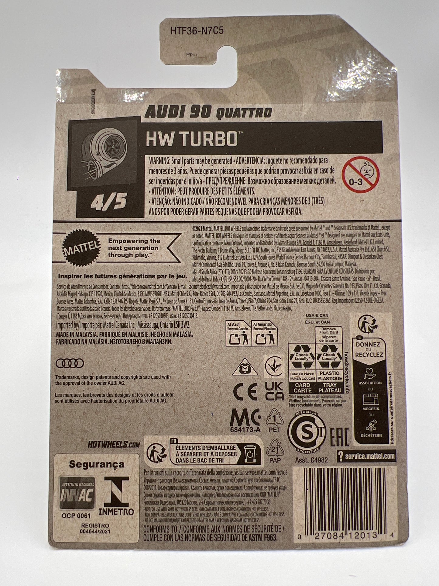 2024 Hot Wheels Turbo #144 Super Treasure Hunt Audi 90 Quattro Blue W/Protector