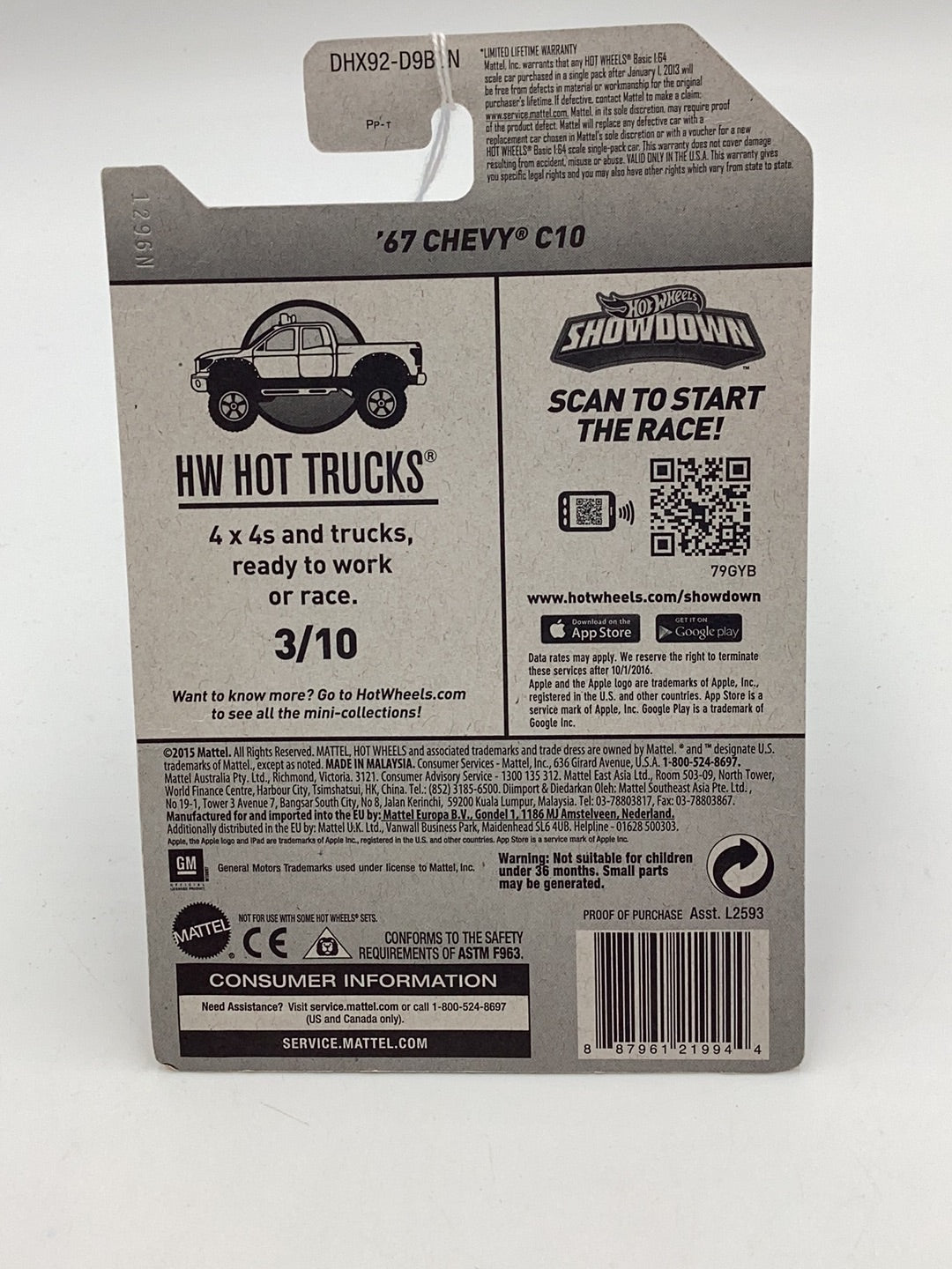 2016 Hot Wheels #143 ‘67 Chevy C10 Walmart Exclusive Zamac 148A