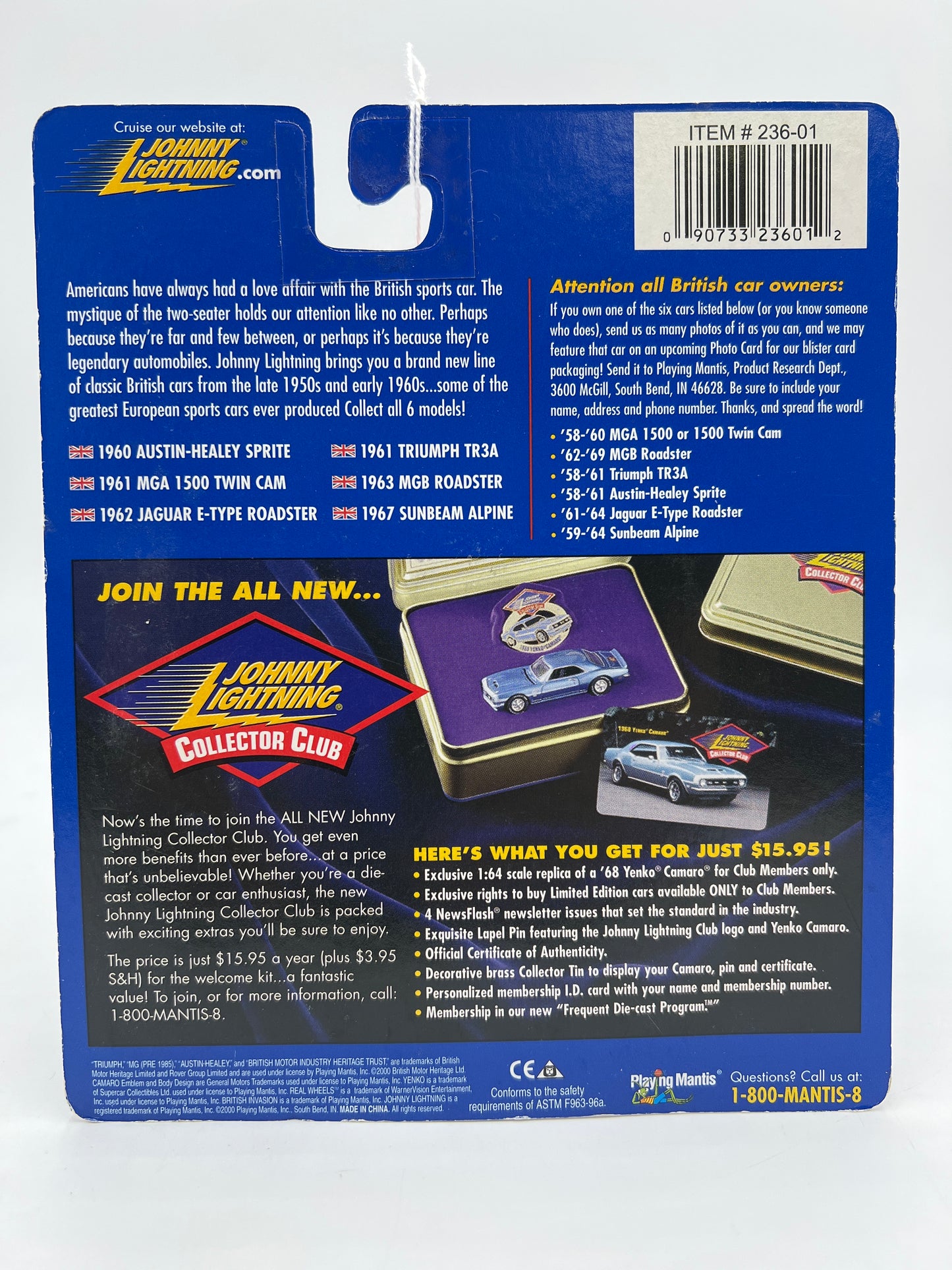 Johnny Lightning British Invasion 1967 Sunbeam Alpine Light Blue 218G