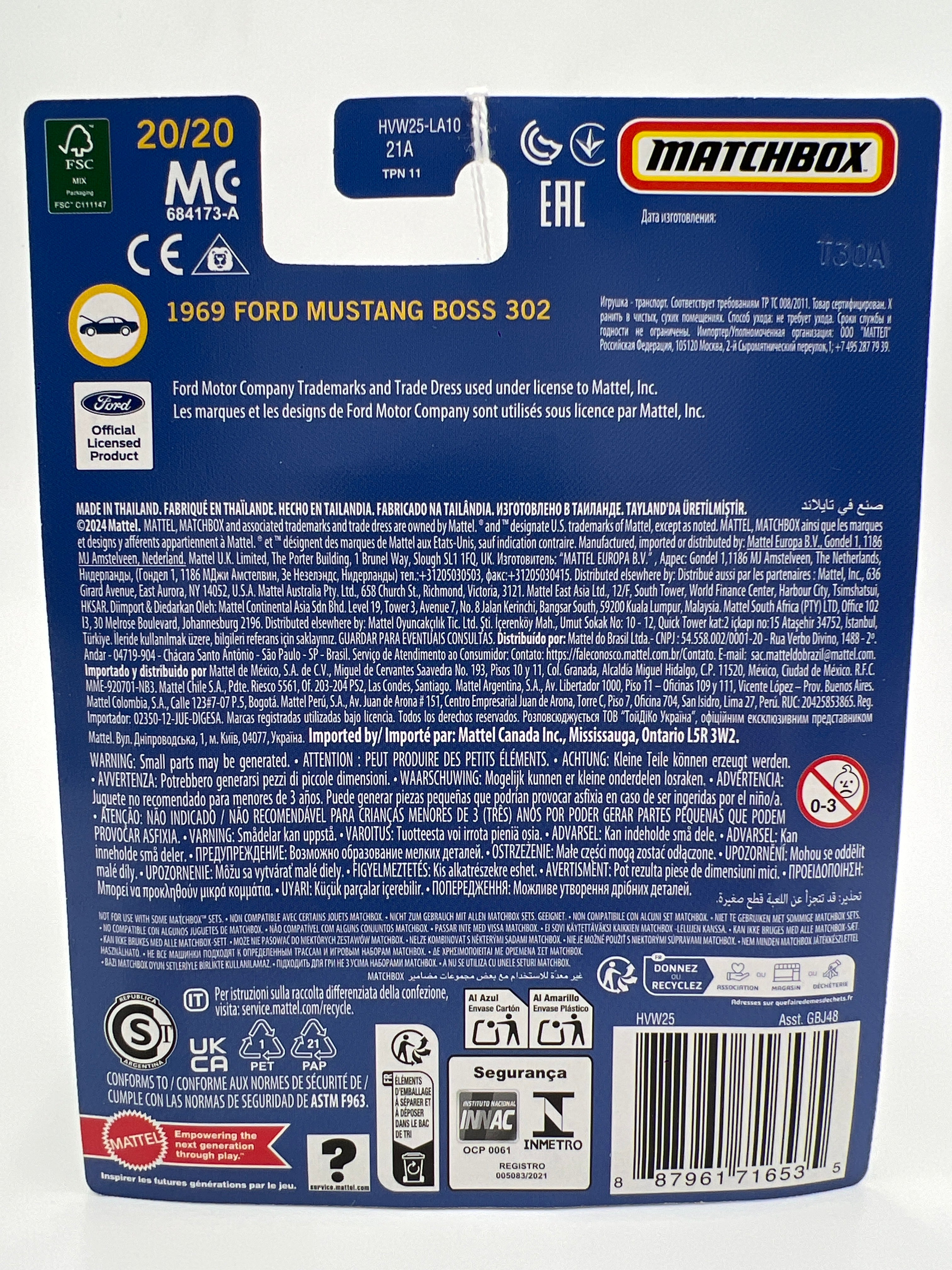 2024 Matchbox Collectors #20 1969 Ford Mustang Boss 302 Green 168C