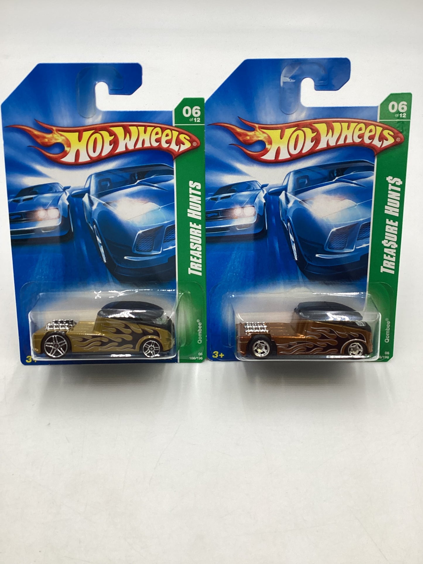 2008 Hot Wheels Super Treasure Hunt + Treasure Hunt Qombee Gold #166 with protector