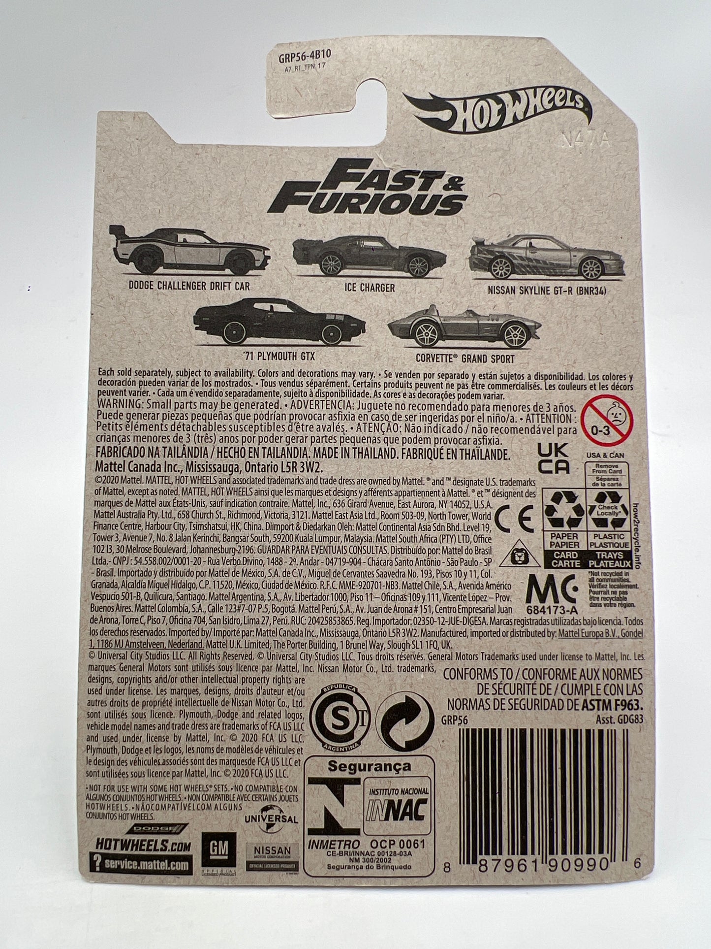 Hot Wheels Fast and Furious #3 Nissan Skyline GT-R BNR34 Silver W/Protector