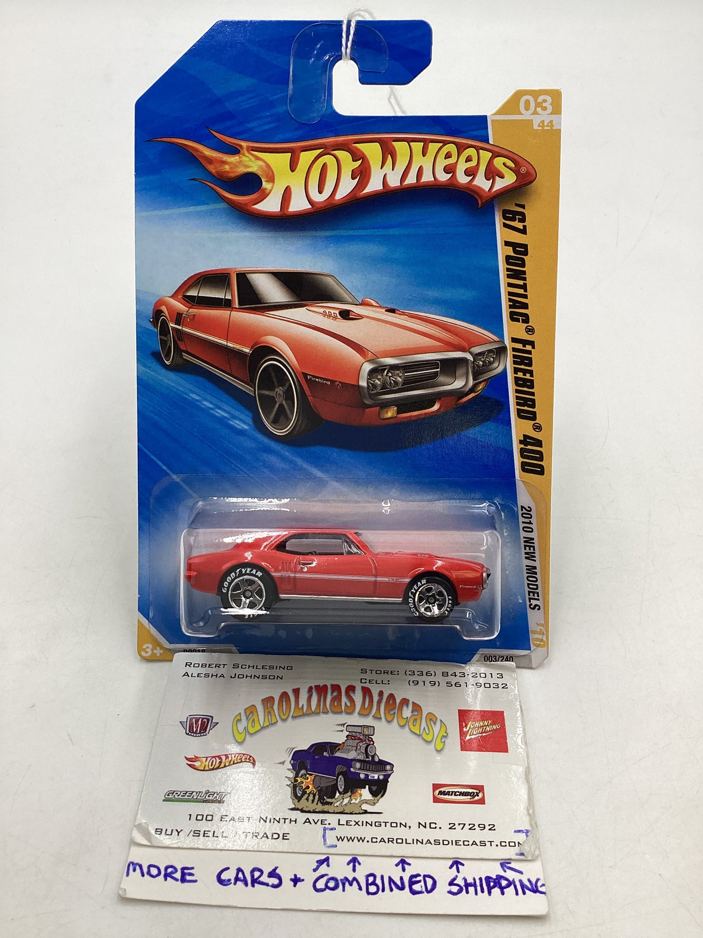 2010 Hot Wheels #3 67 Pontiac Firebird 400 Red Walmart Exclusive 238A