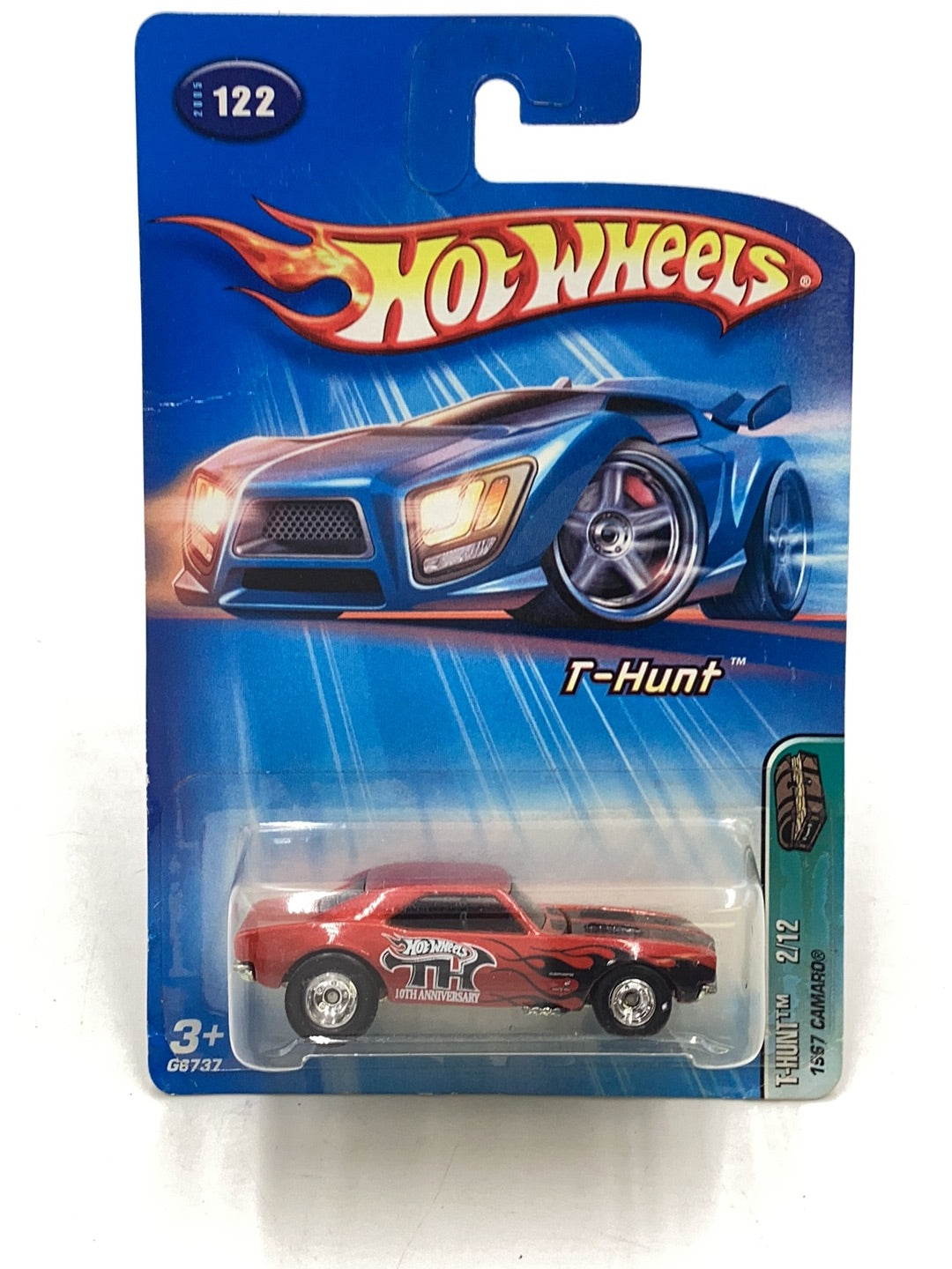 2005 Hot Wheels #122 Treasure Hunt 1967 Camaro real riders W/protector (Bad Card)