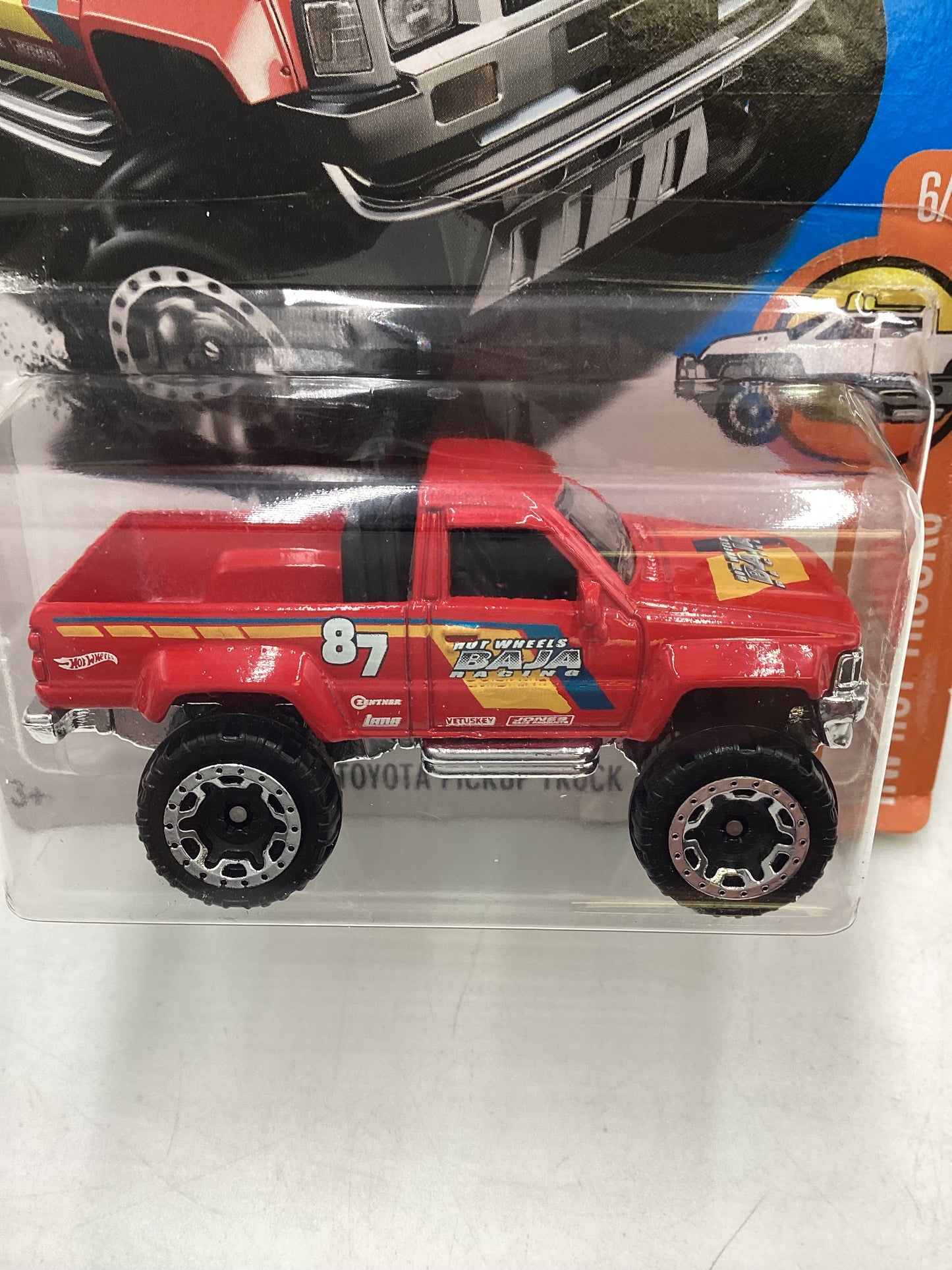 2017 Hot wheels #082 Red 1987 Toyota Pickup Truck 93C