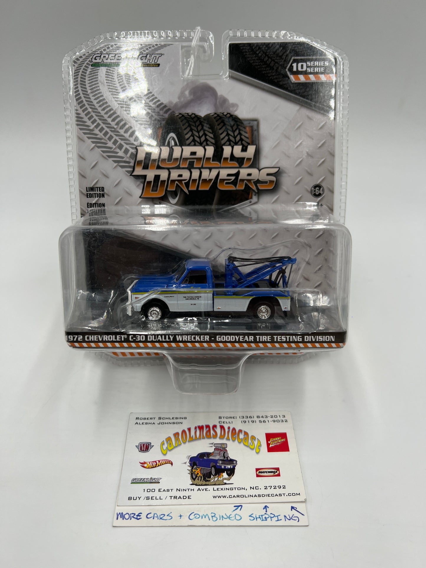 Greenlight Dually Drivers Series 10 1972 Chevrolet C-30 Dually Wrecker Goodyear Tire Testing Division 181B