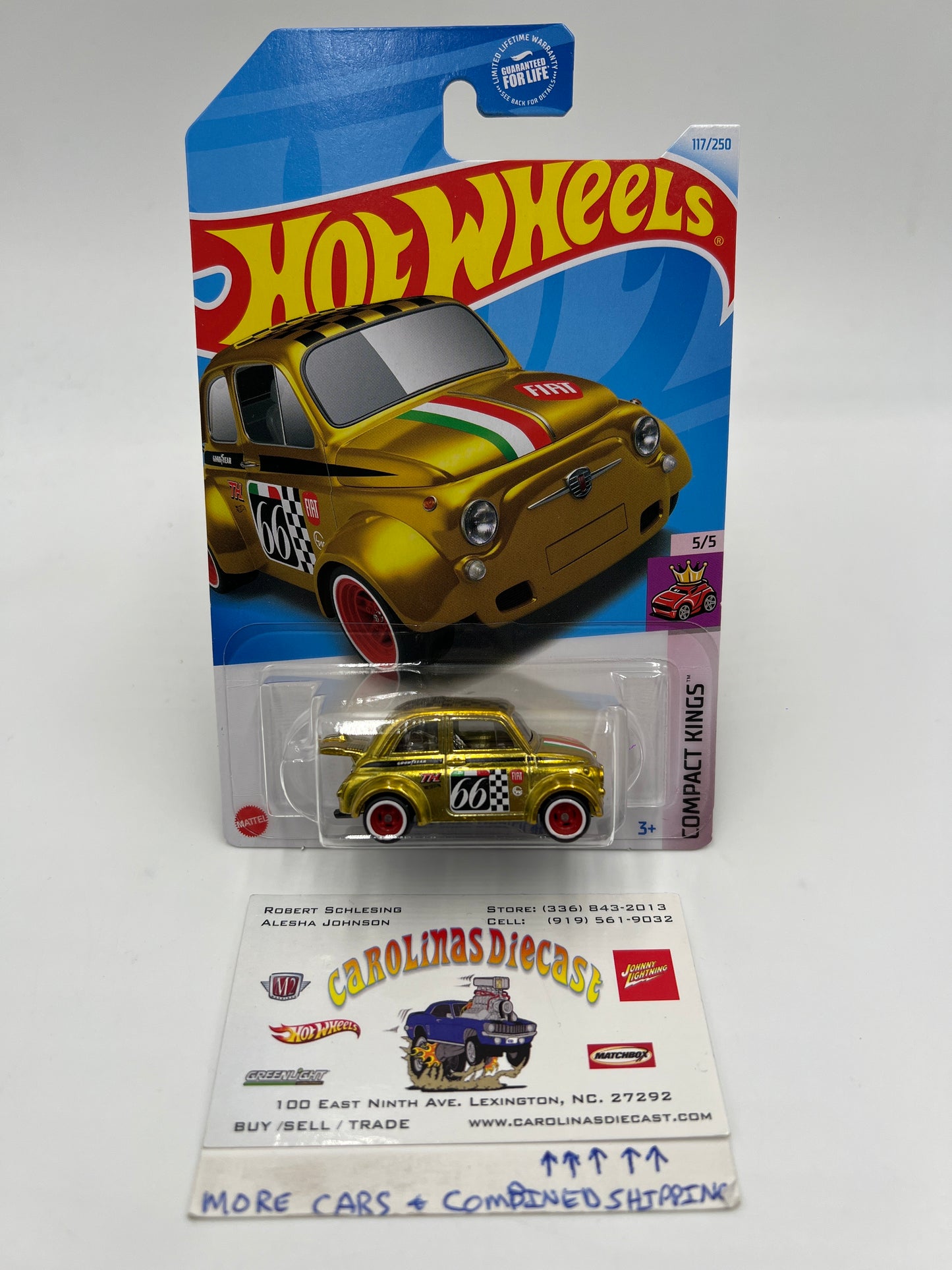 2024 Hot Wheels Super Treasure Hunt #117 60s Fiat 500D Modificado Gold W/Protector #2