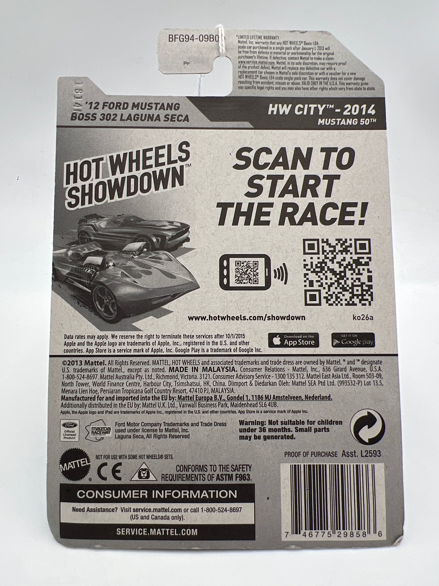 2014 Hot Wheels Walmart Exclusive Zamac 18 #91 12 Ford Mustang Boss 302 Laguna Seca 146A