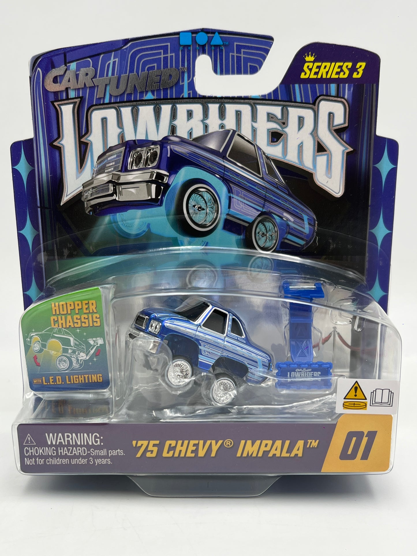 MGA Car Tuned Series 3 Show Glow Lowriders #1 75 Chevy Impala Blue