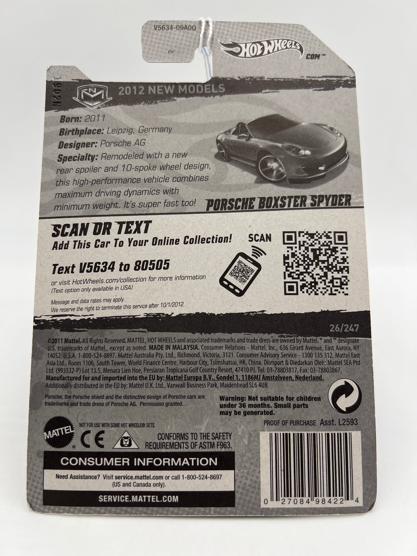 2012 Hot Wheels New Models #26 Porsche Boxster Spyder Red 98A