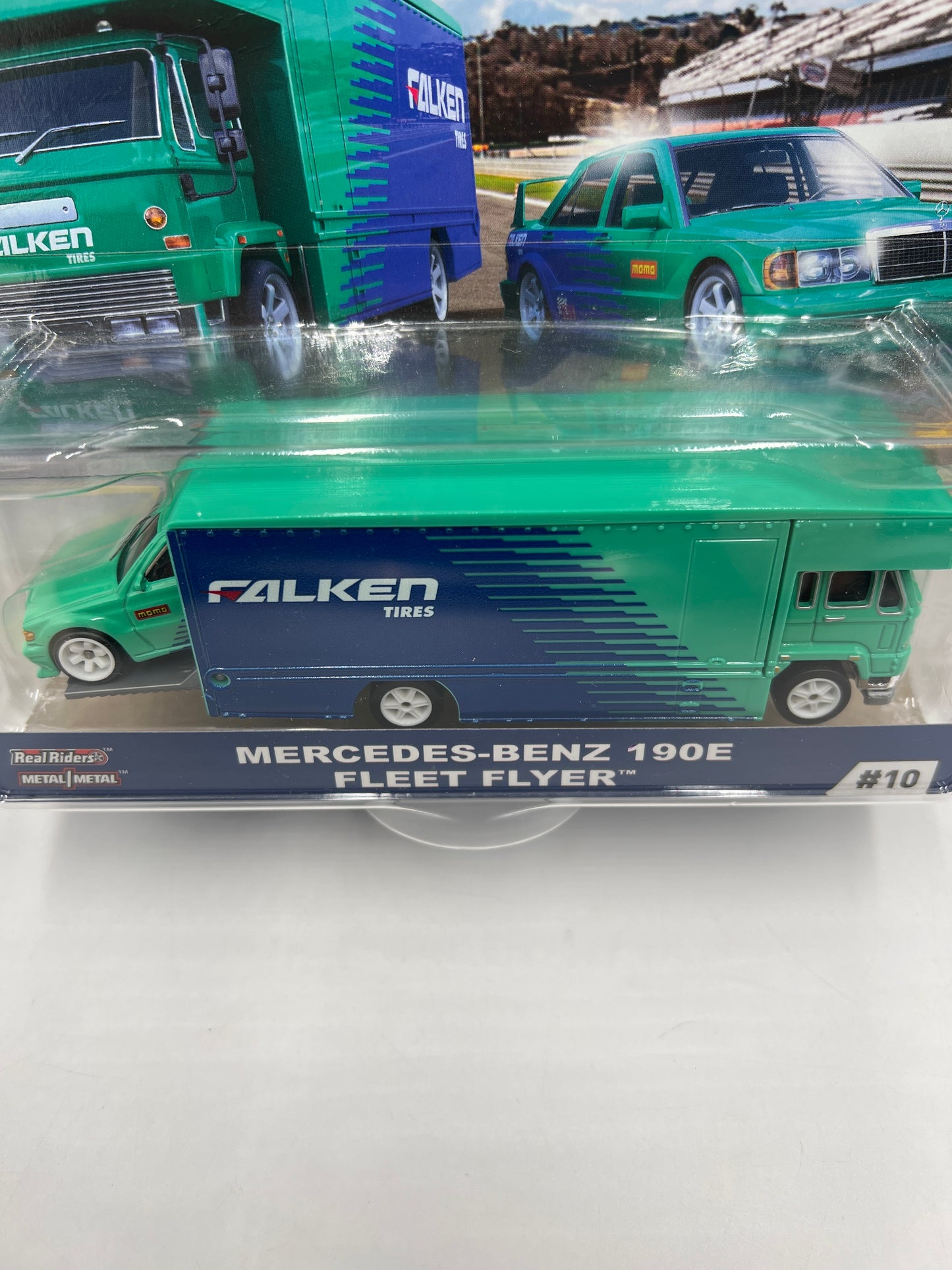 Hot Wheels Team Transport #10 Mercedes-Benz 190E & Fleet Flyer Falken Bad Card 281D