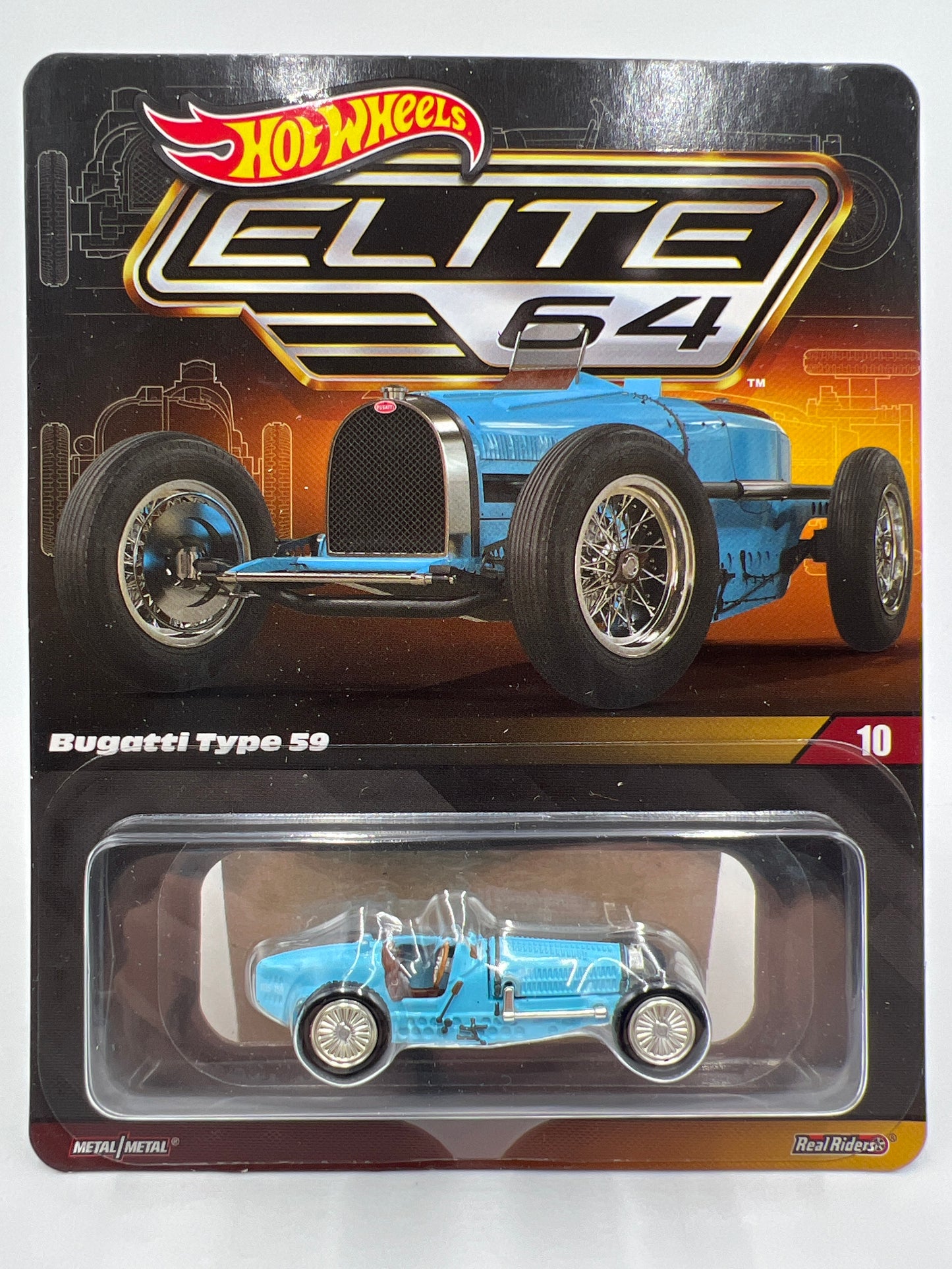 Hot Wheels RLC Elite 64 #10 Bugatti Type 59 Light Blue W/Protector