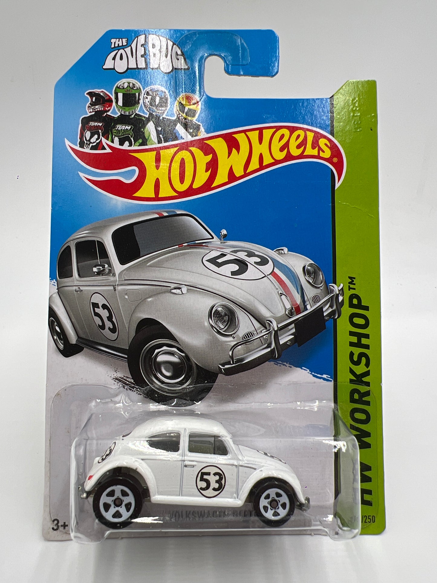 2014 Hot Wheels Workshop #191 Volkswagen Beetle The Love Bug Herbie White W/Protector
