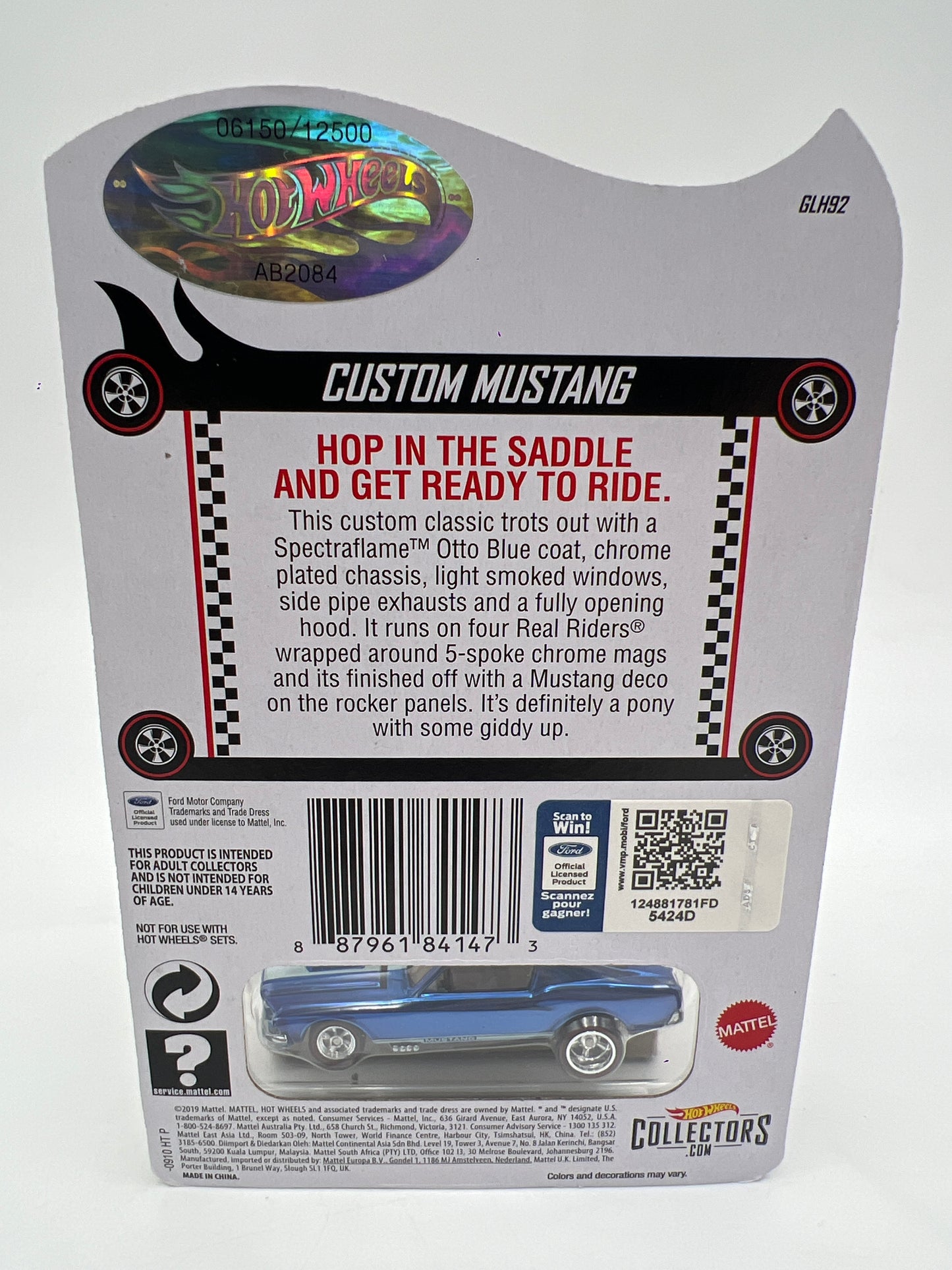 2020 Hot Wheels RLC Custom Mustang Blue W/Protector