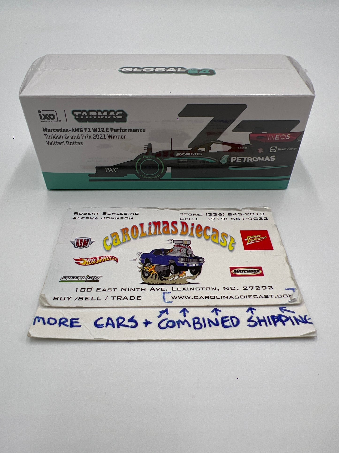 Tarmac Works Global64 IXO Models Valtteri Bottas Mercedes-AMG F1 W12 E Performance Turkish Grand Prix 2021 Winner Sealed