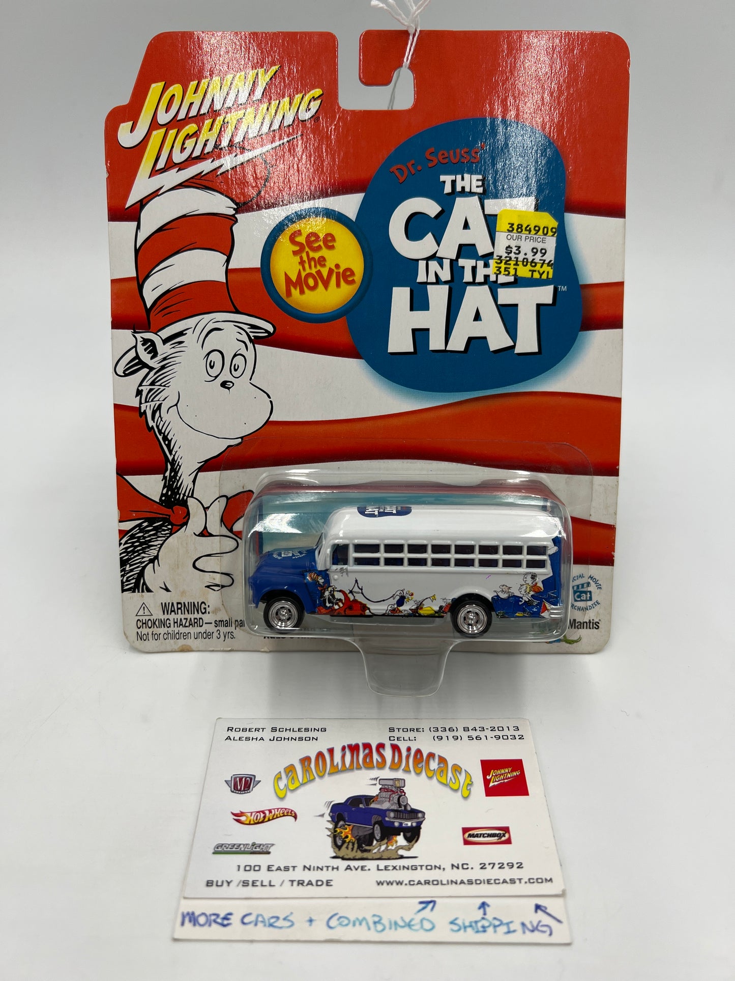Johnny Lightning The Cat In The Hat 56 Chevy Bus White/Blue 227A
